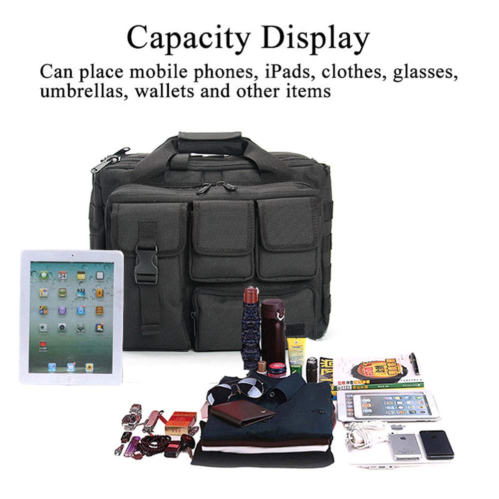 xjmbyoo Tactical Briefcase, tactical computer bag 14.1"" 15.6 In Men's Military Laptop Messenger Multifunction Briefcase for Men, Black-15.6 Inch