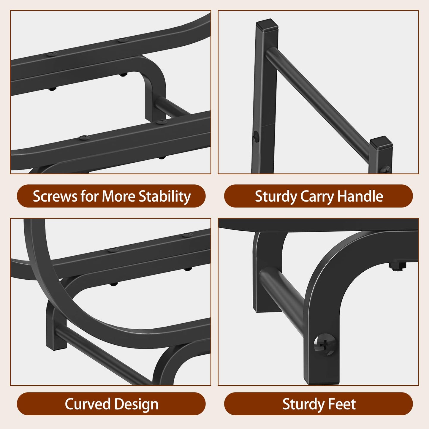 LIANTRAL Firewood Rack Outdoor, 31.5 Inch Curved Heavy Duty Fire Wood Storage Rack for Indoor, Metal Log Holder for Firewood Fireplace Wood Pile Storage Holder Stand Stacker Organizer