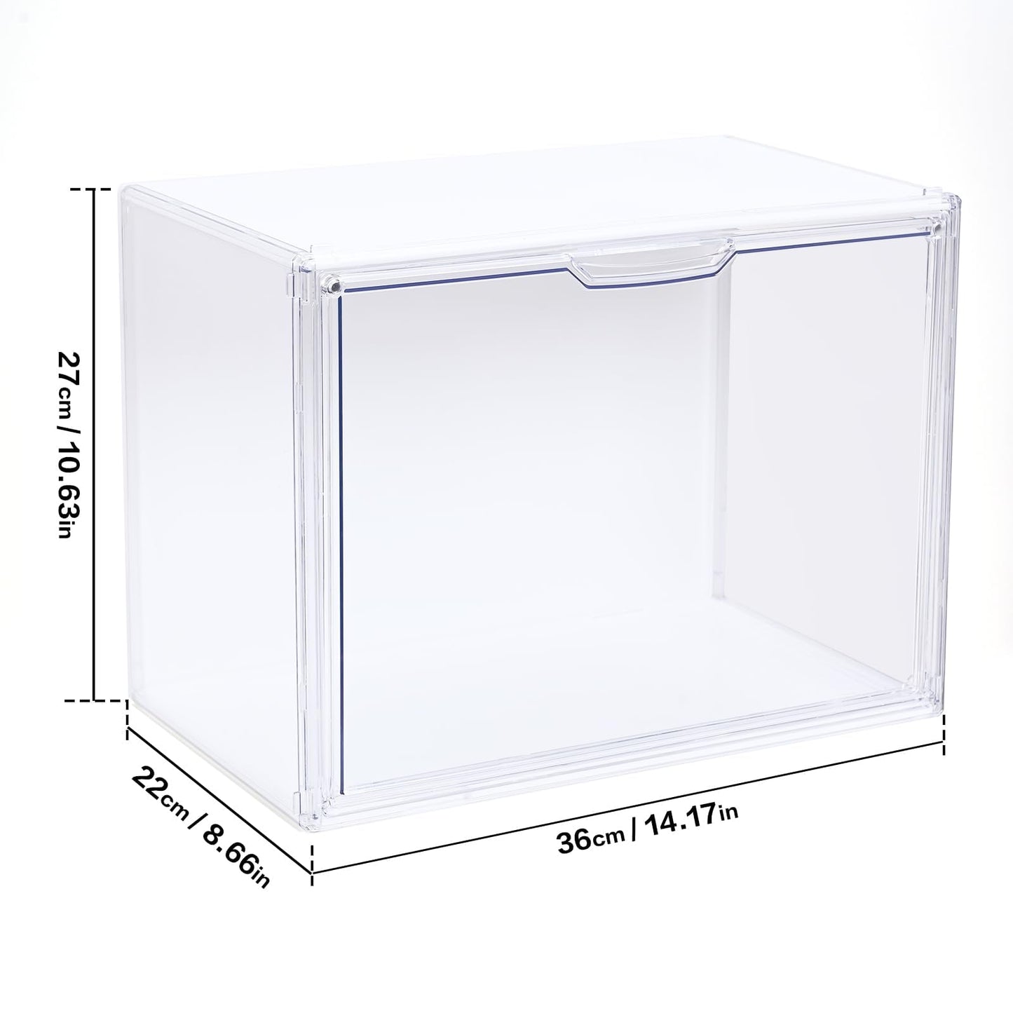GUDEMAY Clear Stackable Plastic Storage Bins with Magnetic Lid & LED Light – Acrylic Display Case for Collectibles, Dolls, Books, Cosmetics, Purses – Dustproof Showcase, Shoe Boxes (3 Pack)