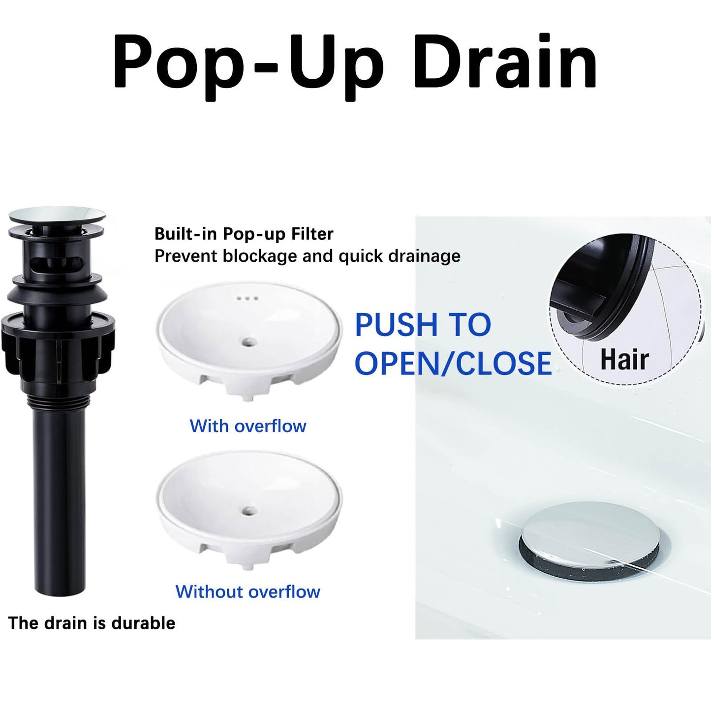 Alenart High Arc Chrome Bathroom Faucet 360° Swivel Spout 3 Hole Installation 2 Handle with Pop Up Drain and Water Supply Hoses, Stainless Steel for Bathroom Sink Vanity RV Farmhouse Sink