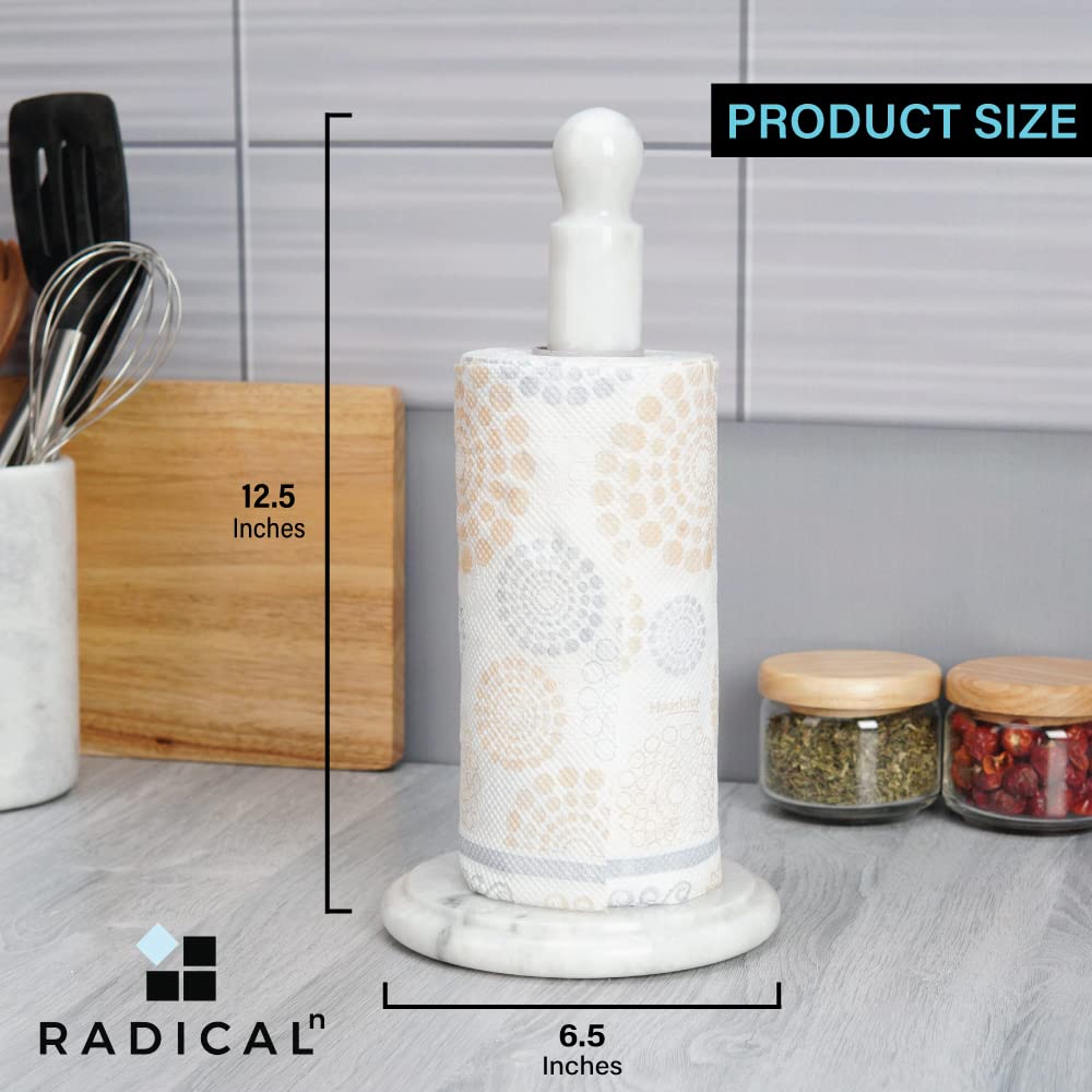 Radicaln Marble Paper Towel Holder White Kitchen Towels Rack Handmade Paper Roll Holder with Stand - Wrapping Paper Holder Towel - Hand Towel Rack Holder