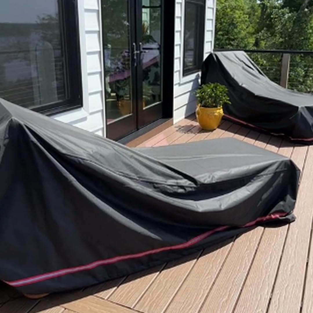 Turtle Life Patio Lounge Chair Cover Waterproof Heavy Duty Outdoor Chaise Lounge Covers with Upgrade Air Vent, 1 Pack - 74L x 32W x 32H inch, Black