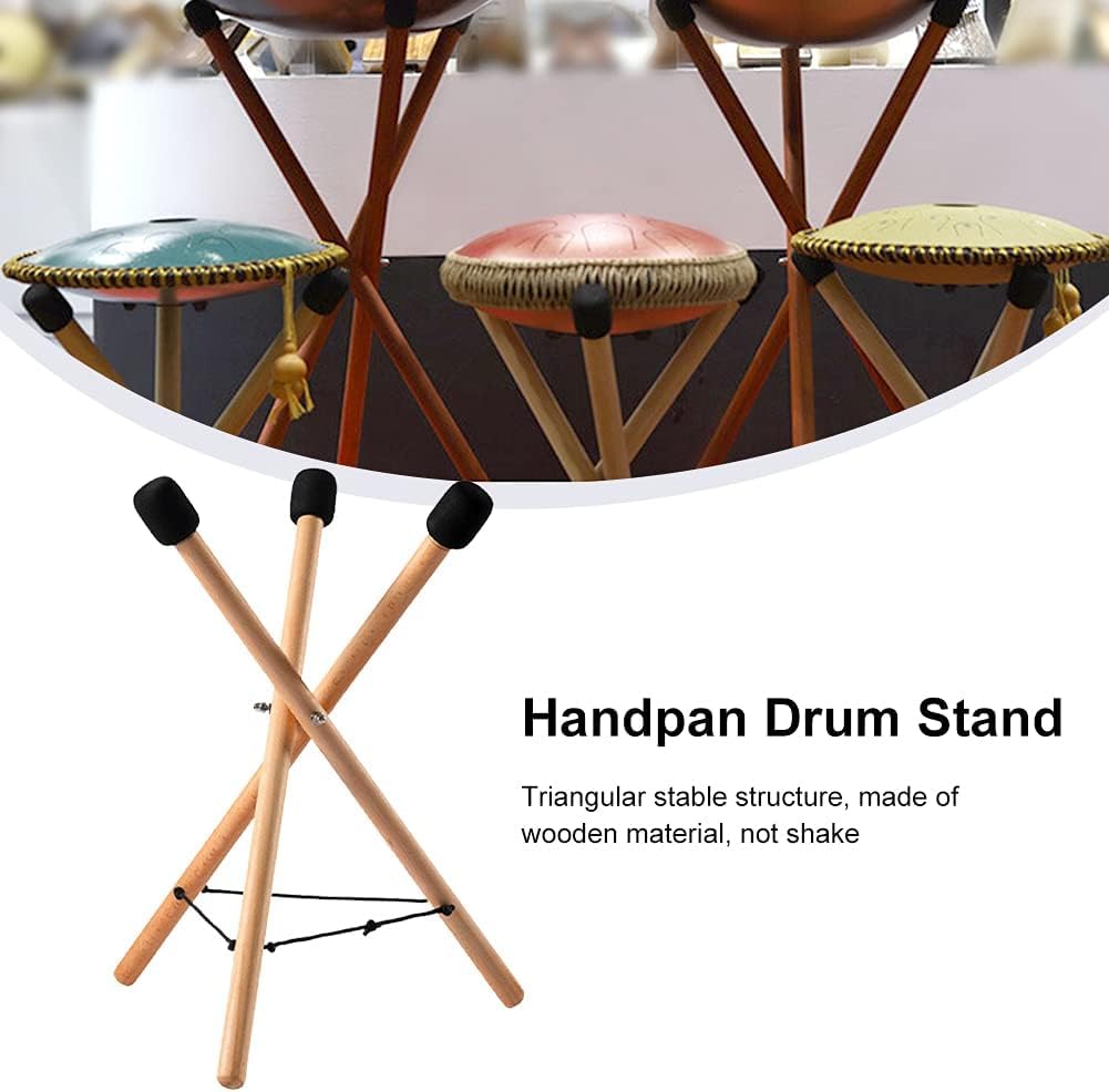 YOOODONNN Handpan Drum Stand, Tongue Drum Bracket, Solid Wood Adjustable Tripod Structure Holder, Extendable Snare Bracket for 12 to 22 Inch Percussion Instruments