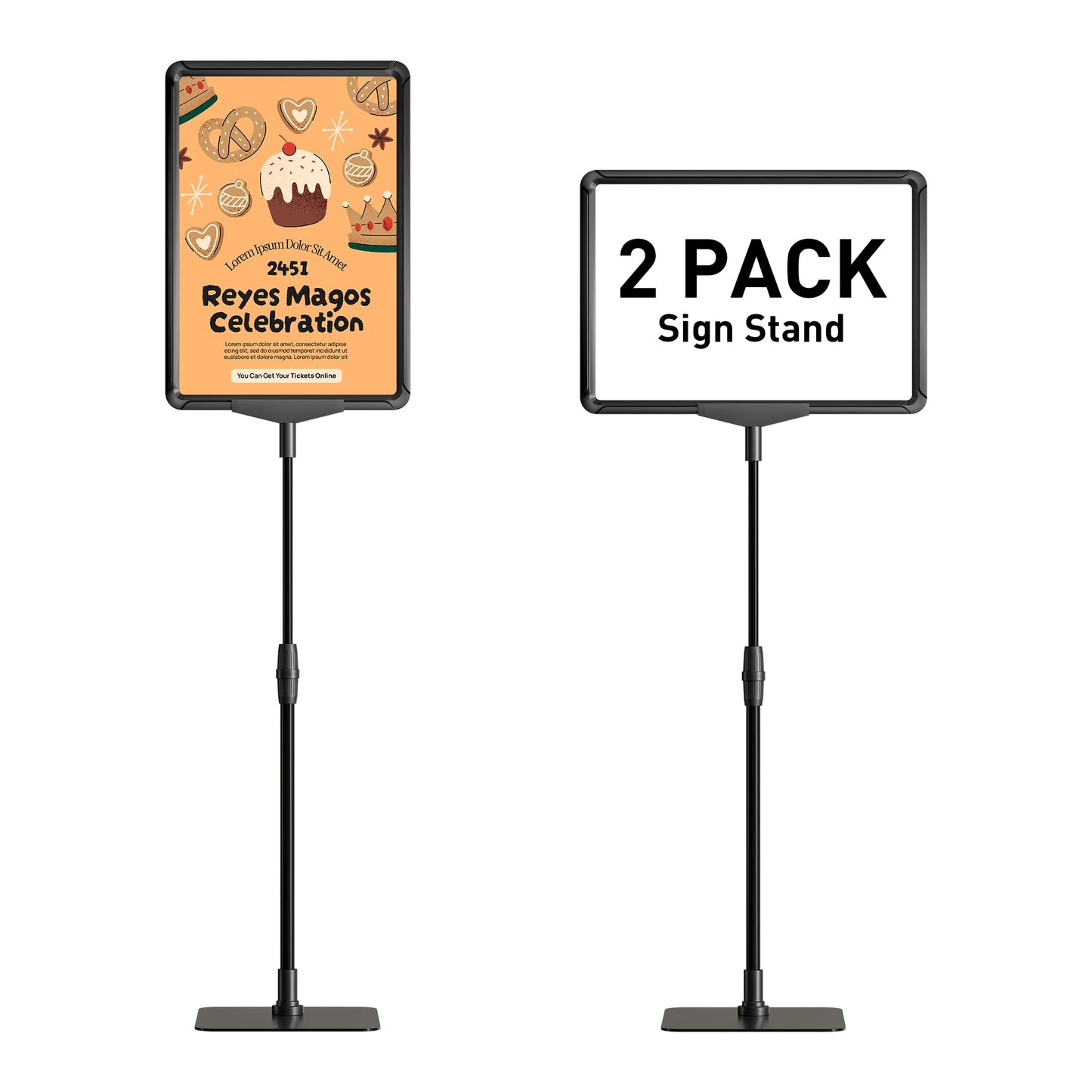 RANDUN Sign Holder Stand 8.5x11 inch Sign Stand Holder for Table Sign Stands for Display Advertising Menu Tabletop - Poster Sign Stand Adjustable Floor Standing Sign Holder - 2 Pack