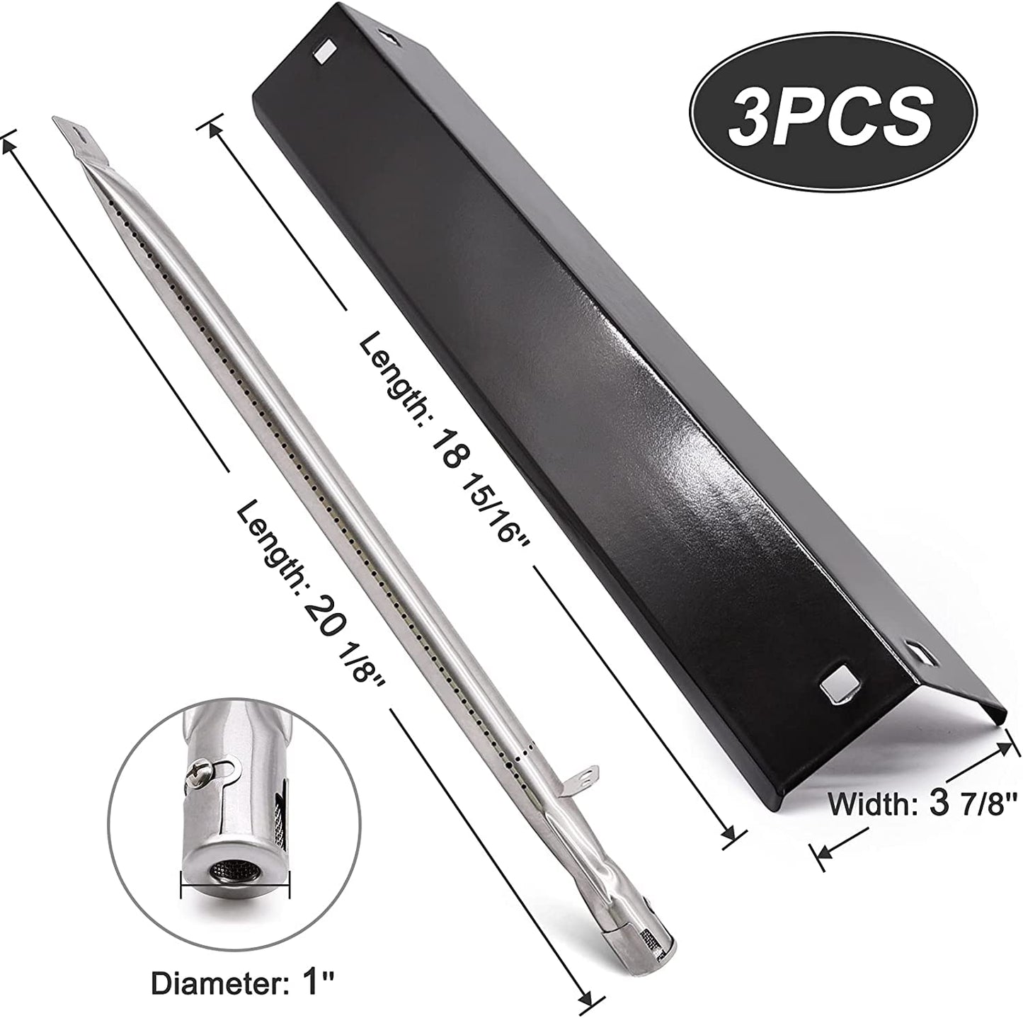 Criditpid Grill Parts for Chargriller 5050, 5650, 3001, 3030, 5072, 3008, 4000, 5252, 3072 Grill Models, Porcelain Steel Heat Plate, Burner Tube, Hanger Bracket, Electronic Igniter.