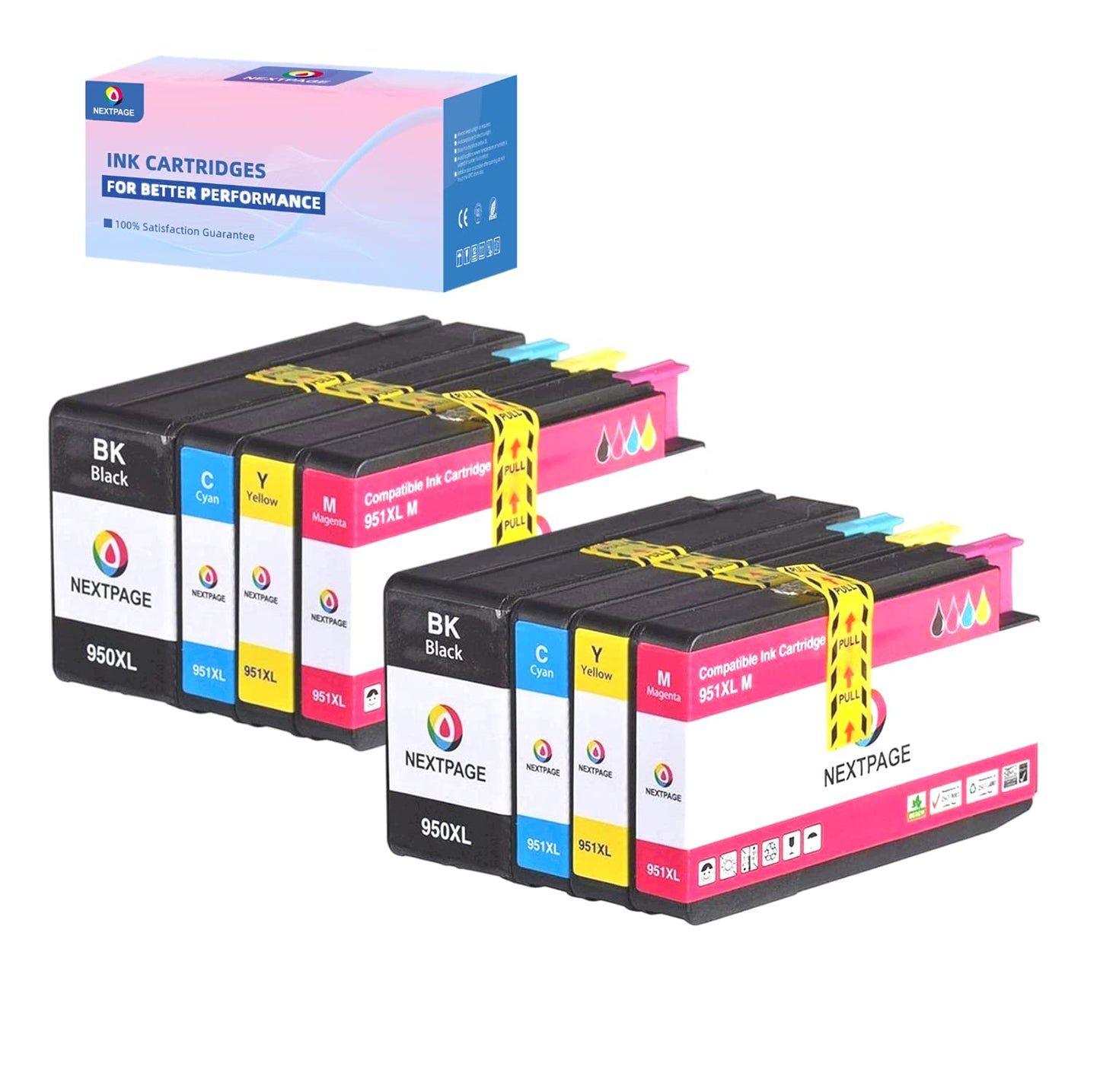 8 Pack 950 951 Ink cartridges Combo Pack Replacement for HP 950XL 951XL 950 XL 951 XL Compatible with HP OfficeJet Pro 8600 8610 8620 8100 8630 8660 8640 8650 8615 8625 Printers HP 950 951XL 8 Pack