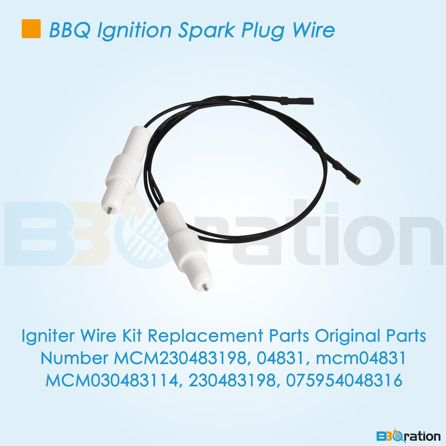 BBQration 04831 BBQ Ceramic Electrode with Wire Replacement for Broil King, Broil-Mate, Huntington, Sterling and Master Forge Grills, BBQ Grill Igniters Wire Replacement Parts