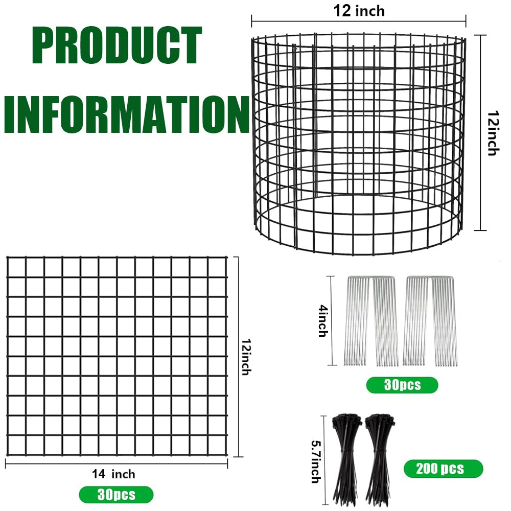 10 Pack Round Plant Protector from Animals,12'' x 14'' Metal Plant Cages，Metal Mesh to Keep Animals Out, Wire Plant Protectors for Rabbits Chicken Duck