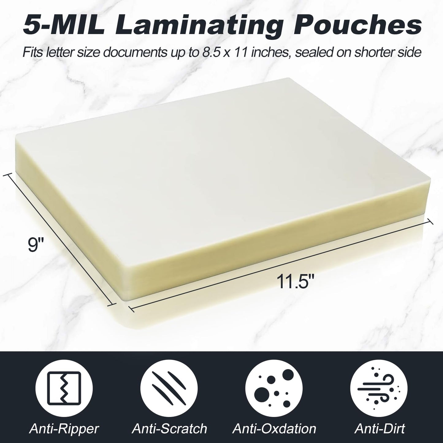 PAPRMA 5-MiL Laminating Sheets 200 Packs, Laminate Pouches Holds 8.5-x-11-inch Sheet, Clear Thermal Laminator Paper 9-x-11.5-inch