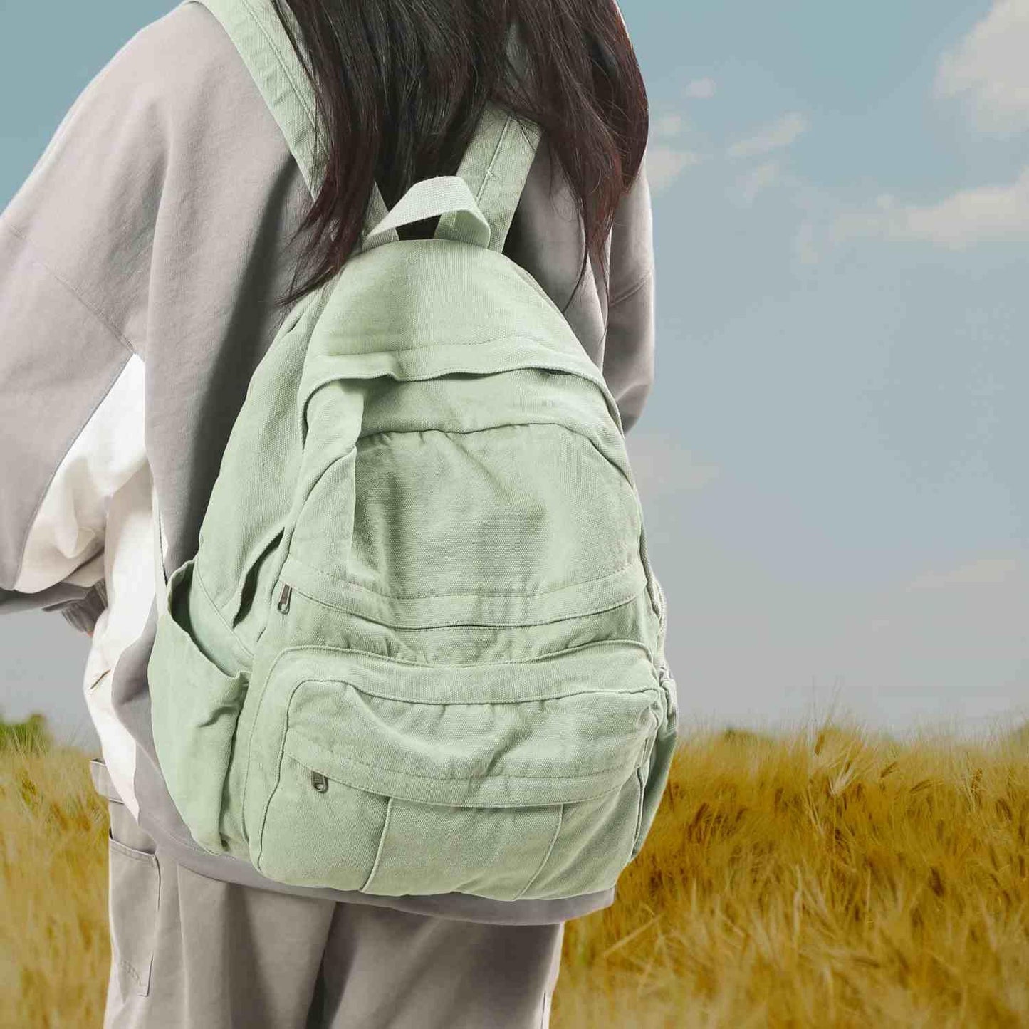 Canvas Backpack for Women Men Retro Aesthetic Rucksack Vintage Backpack for College Travel Laptop Bag