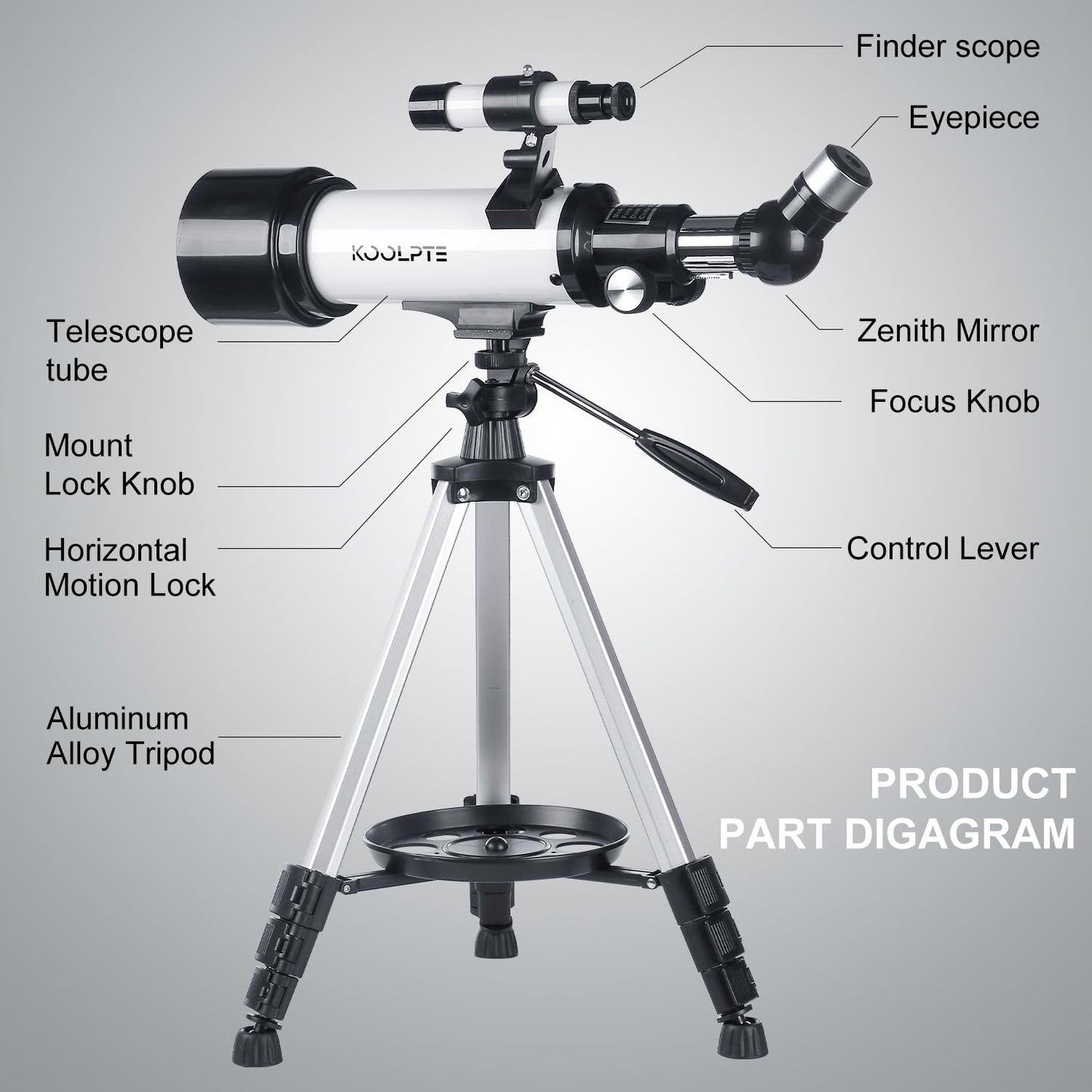 Telescope for Kids & Adults - 70mm Aperture 500mm AZ Mount Fully Multi-Coated Optics Astronomical refracting Portable Telescopes, with Tripod Phone Adapter, Carrying Bag, Remote Control White
