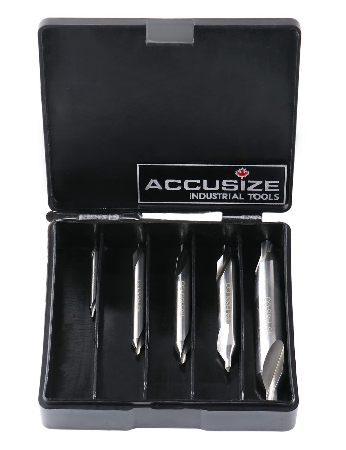 Accusize Industrial Tools 5pc ANSI M42(H.S.S.Plus 8% Cobalt) Center Drill Set, 0556-5500
