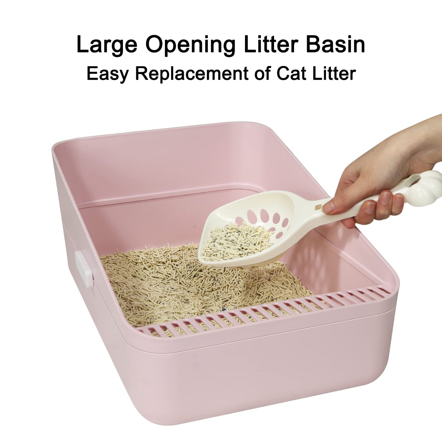 Sfozstra Open Litter Box - Prevent Sand Leakage, Durable High Side Sifting for Small Cats, Secure and Odor Control, Removable, Easy to Clean (Pink Small)