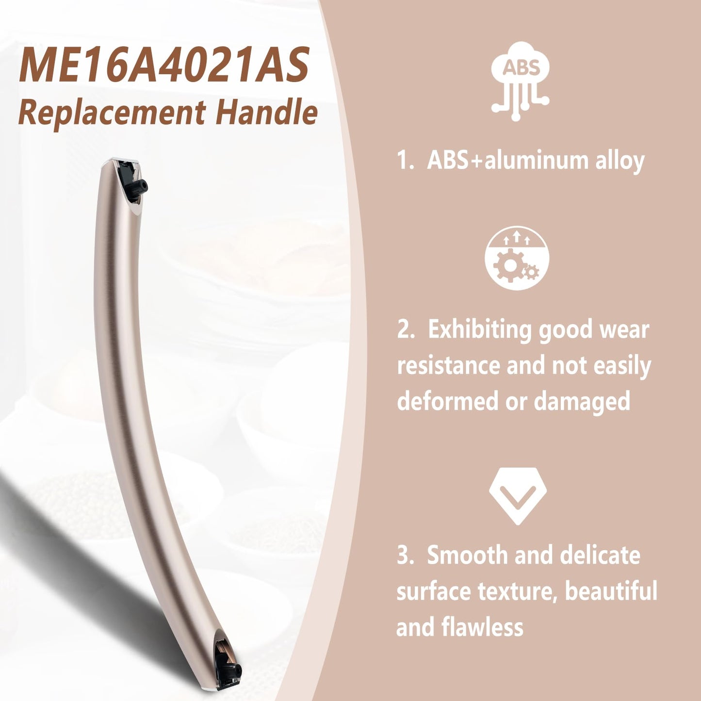 DE94-04313F Microwave Door Handle, Fit for ME16A4021AS ME17R7011ES Samsung Microwave Oven Door Handle Replacement Parts，with 2 Screws