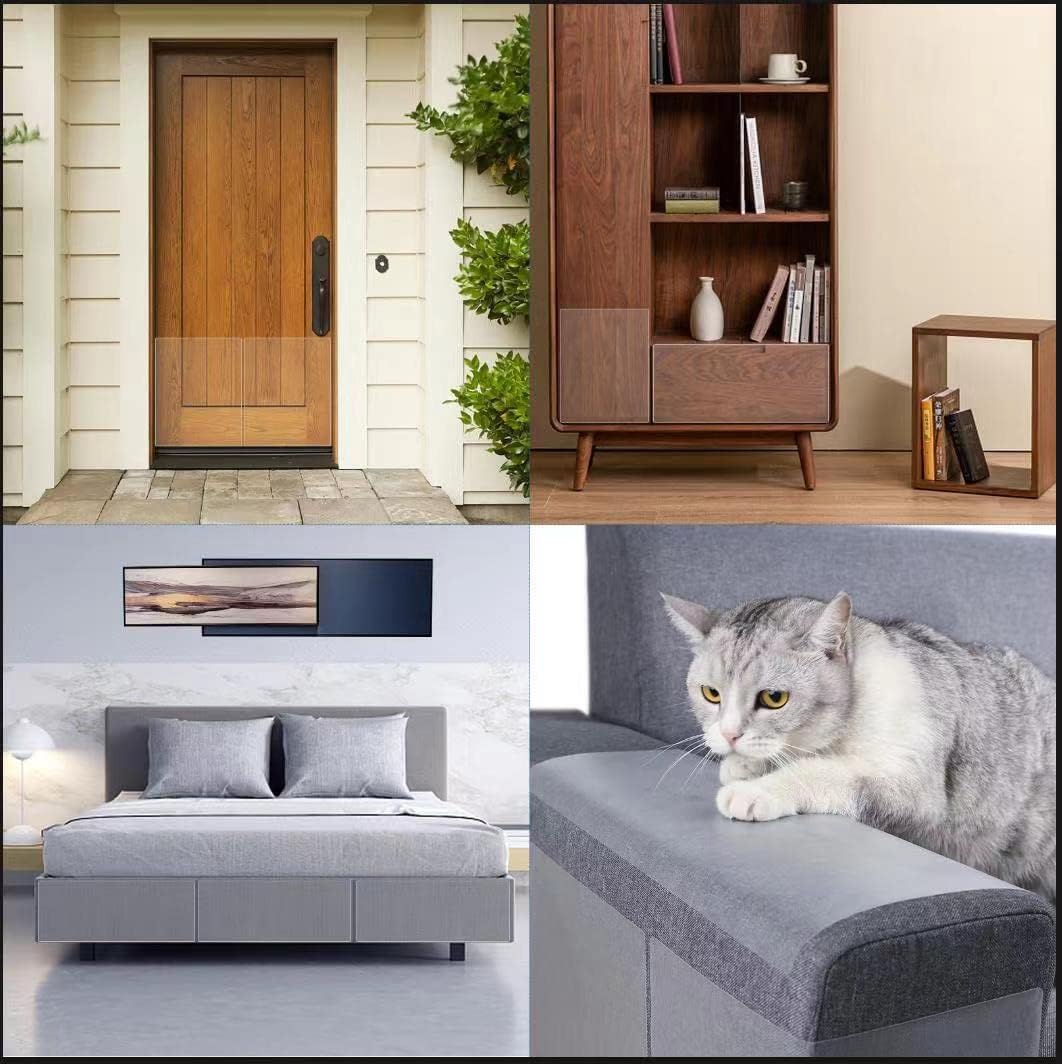 Cat Scratch Protector for Furniture Couch Sofa - Self-Adhesive Anti-Scratch Tape Claw Covers, Transparent Corner Guards, Large Size 24 Pack (17x12 Inch) - Stop Cats Scratching Chairs, Couches