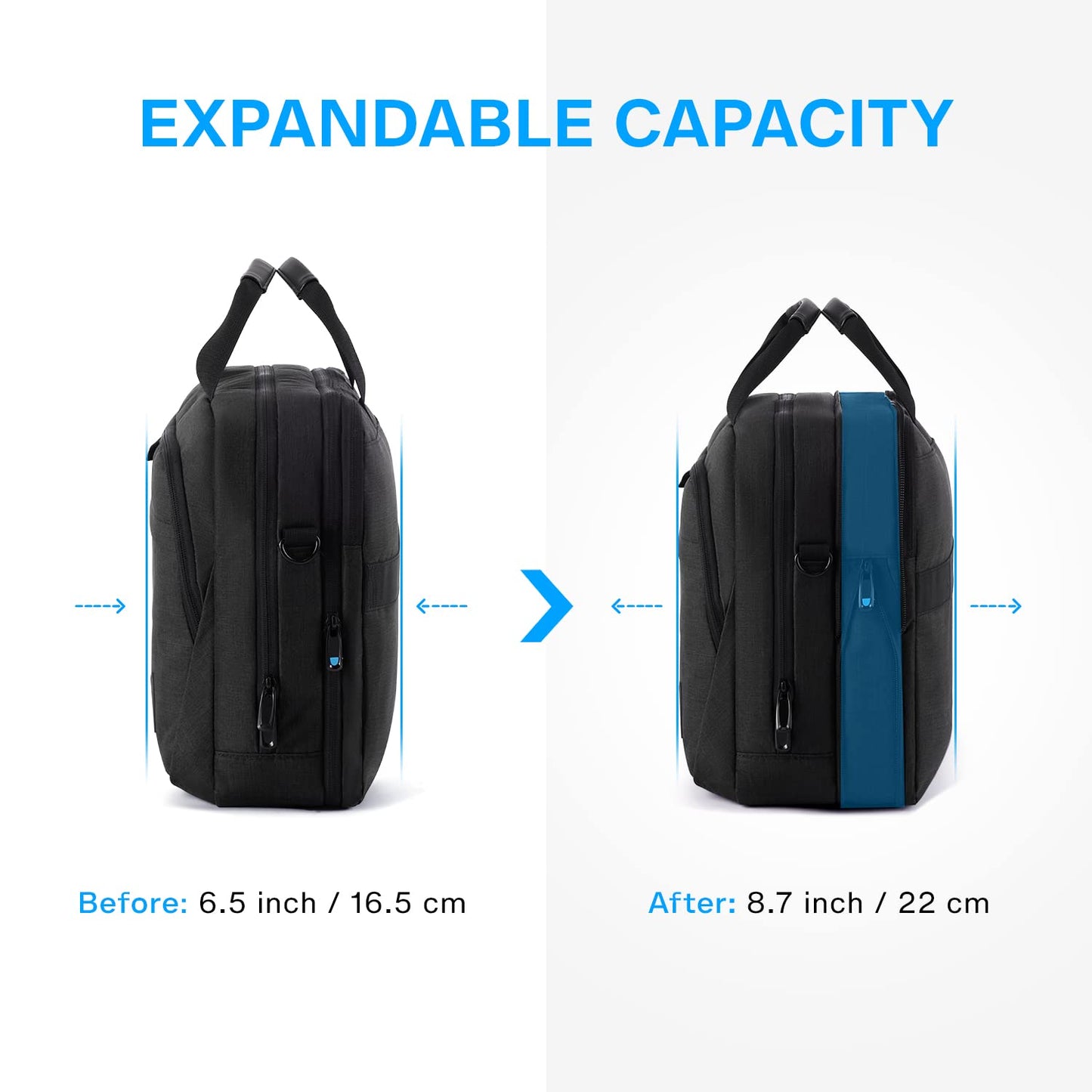 BAGSMART 17.3 Inch Laptop Bag, Expandable Computer Bag Laptop Briefcase Men Women Laptop Shoulder Bag,Work Bag Business Travel Office,Black