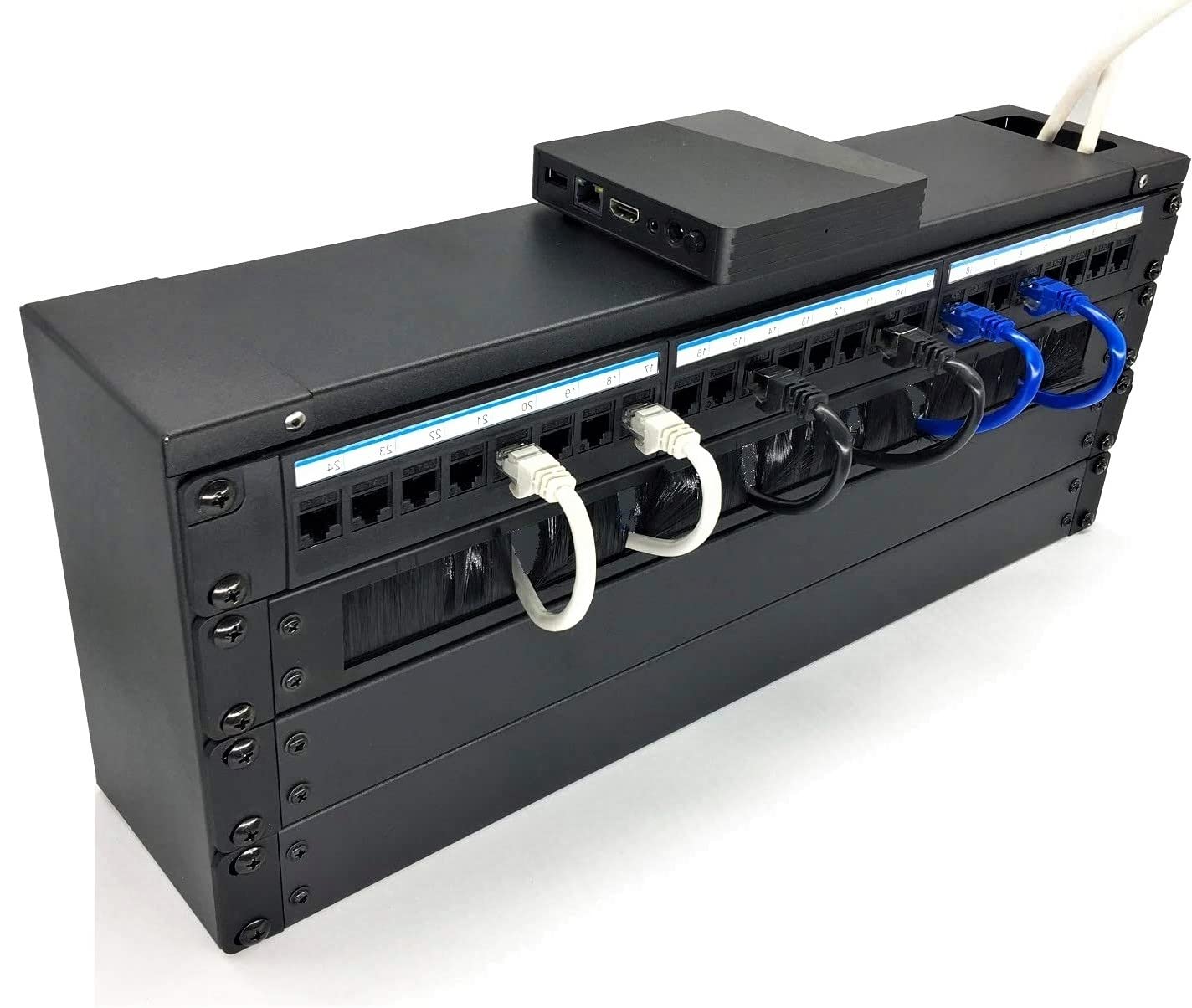 KUYEFGF 1U 19 Inch Rack Mount Brush Panel | Cable Entry Management Passthrough | Black Metal Rack Brush Cables Organizer