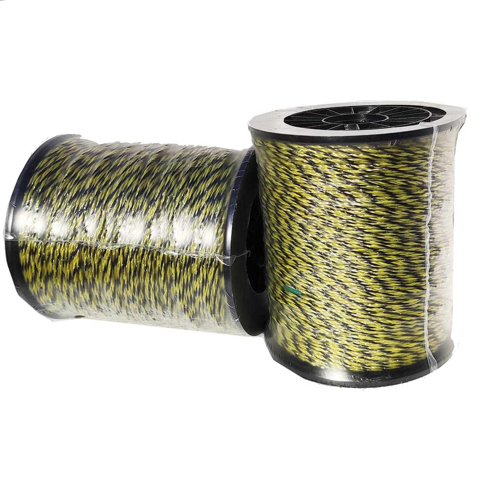 Electric Fence Wire 1650 Feet 500 Meters, 6 Stainless Steel Strands for Reliable Conductivity and Rust Resistance, Yellow and Black Color Electric Fence Polywire