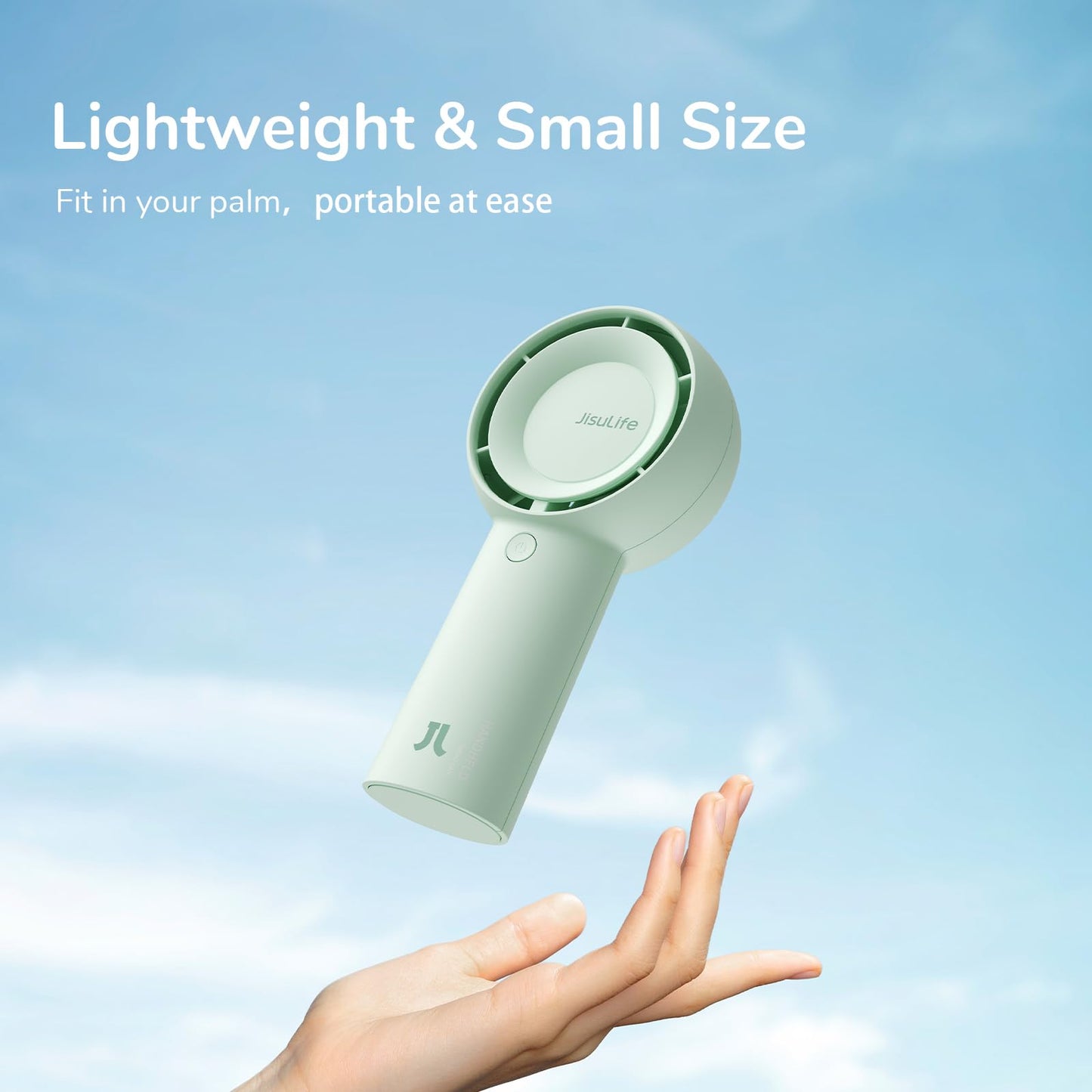 JISULIFE Handheld Turbo Fan [16H Max Cooling Time] Mini Portable Hand, 4000mAh USB Rechargeable Personal, Battery Operated Small Pocket Fan with 5 Speeds for Travel/Outdoor/Home/Office - Green