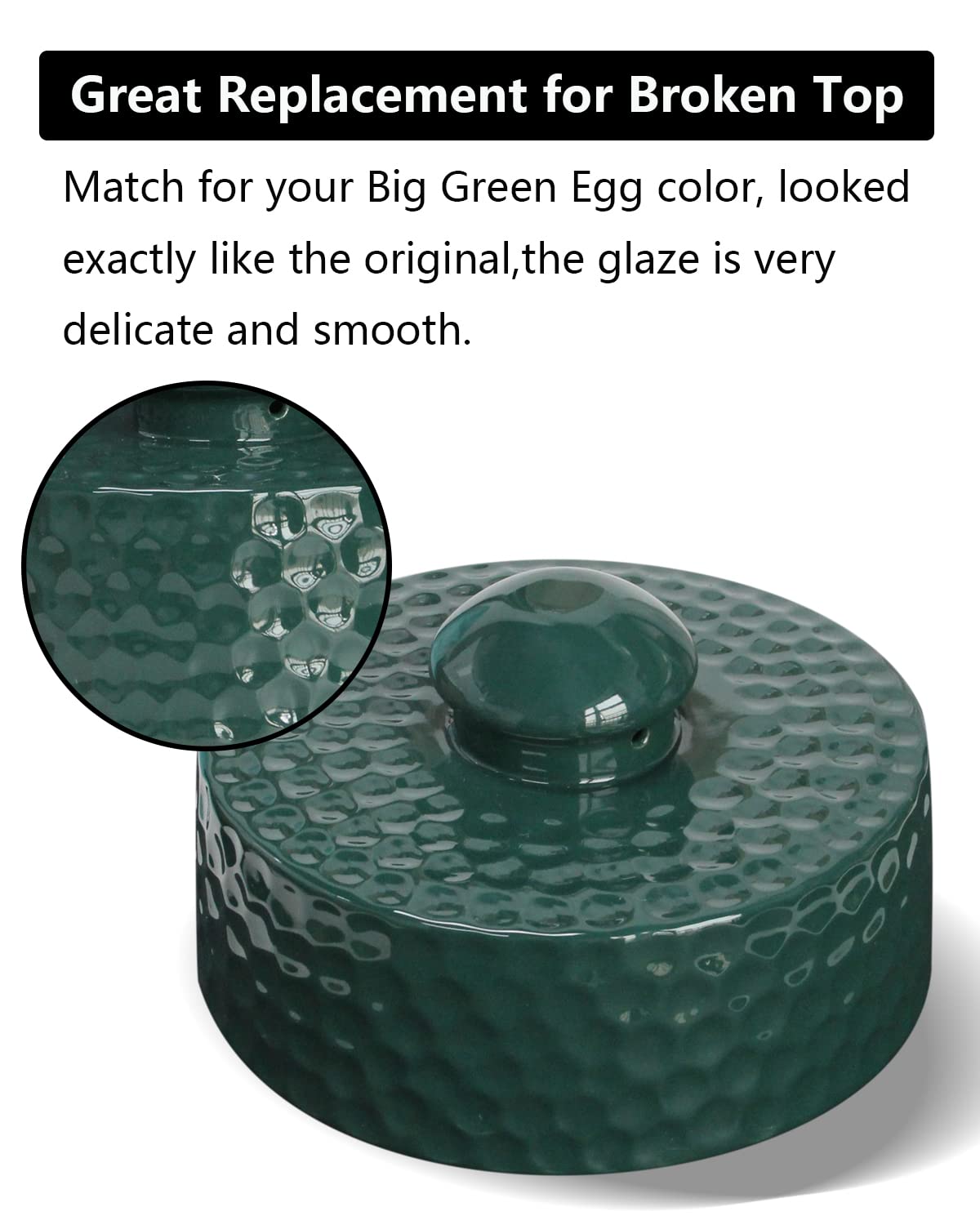 DOLAMOTY Accessories Top Damper Cap for Big The Green Egg Replacement Parts, Ceramic Chimney Cap for Big The Green Egg Medium, Large and XLarge Size