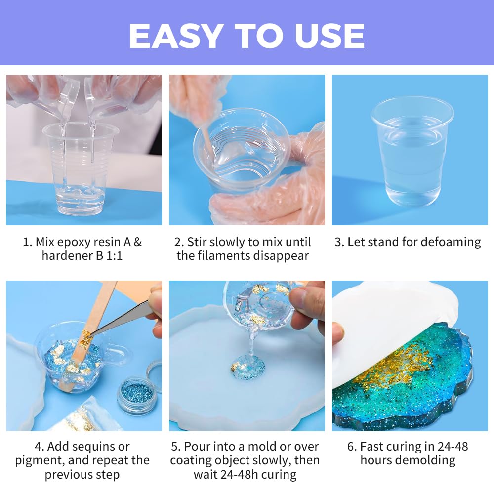 TQELFSS Epoxy Resin 1 Gallon, Crystal Clear Epoxy Resin Kit (0.5gal ×2), High Gloss, Self Leveling Easy Mix Resin for Jewelry Making, Low Odor, Not Yellowing Casting for Molds, Crafts, Table Top