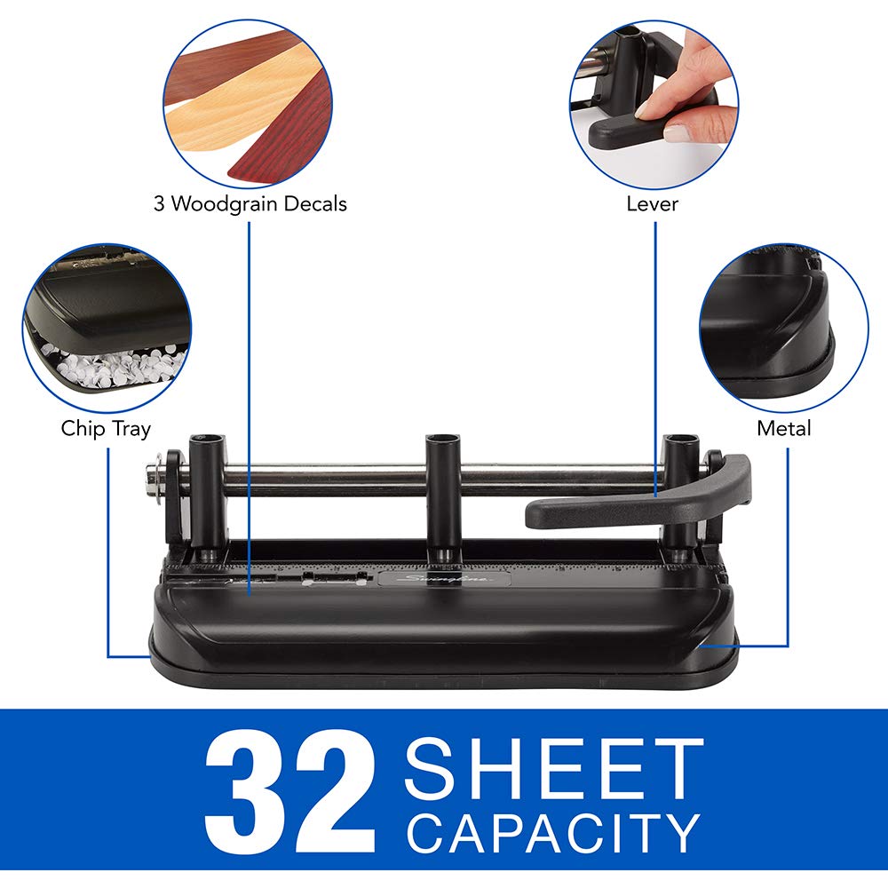 Swingline Lever Handle Heavy Duty 7 Punch Head Capacity Paper Punch, 32-Sheet Capacity (5050574350)