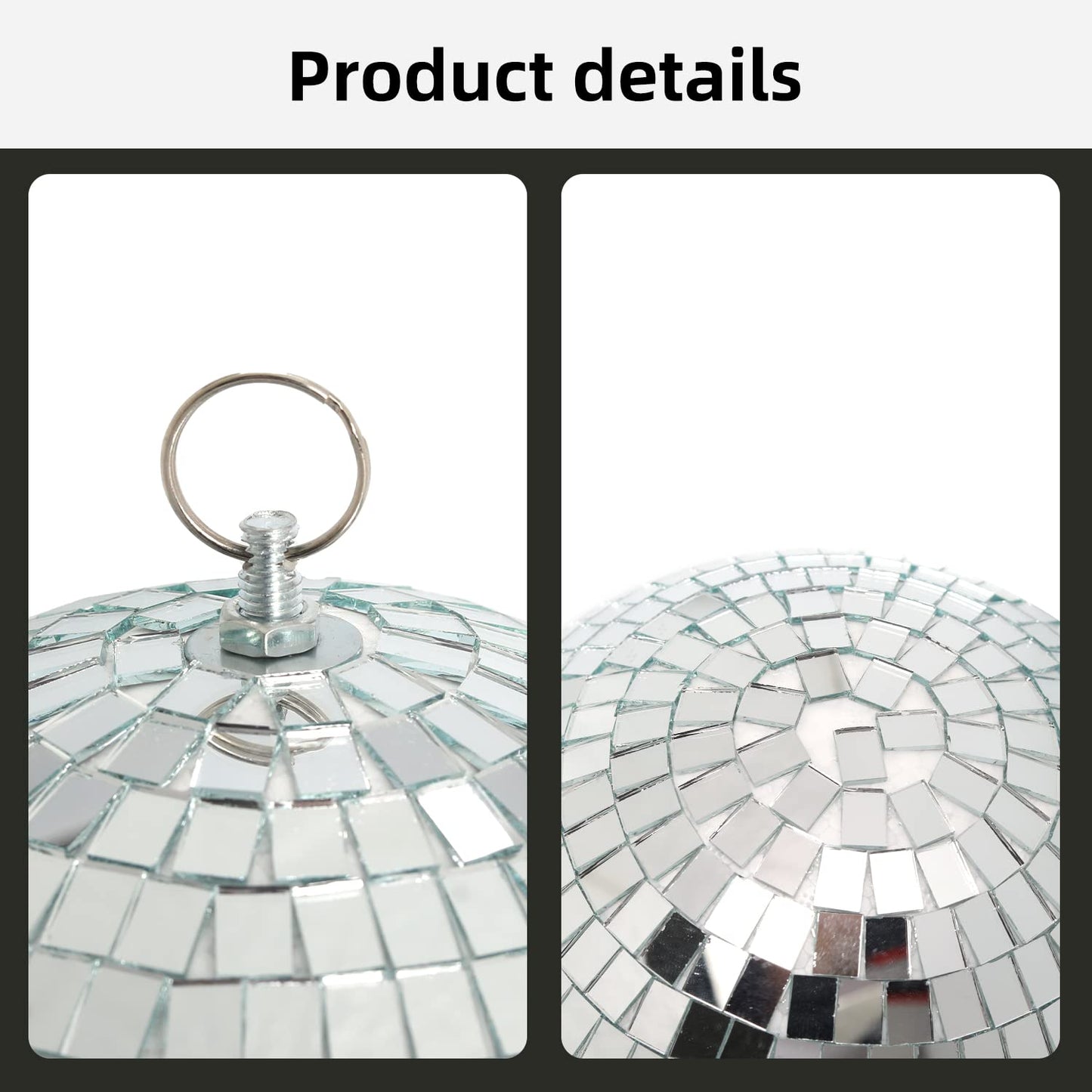 DJBoomy 8 Inch Hanging Mirror Disco Ball: Silver Disco Balls Decorations Mirror Ball with Hanging Ring for Party Decor Home Events DJ Parties