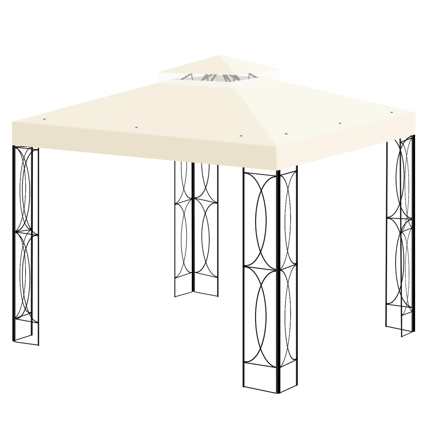 8'x8' Gazebo Top Canopy Replacement Cover - Double Tier Top Canopy Cover Replacement with UV30+, Dirt, Water Resistant for Outdoor, Garden, Pavilion (Beige)