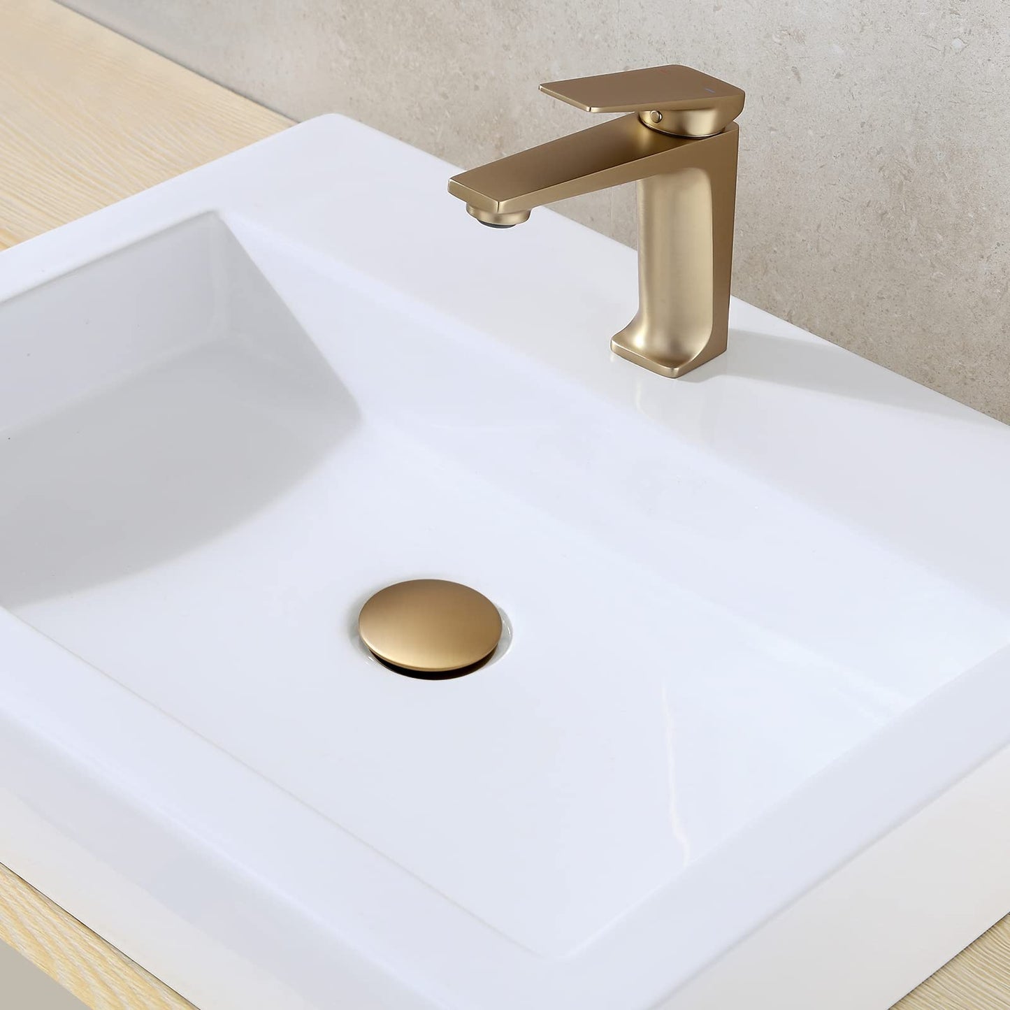 JONKEAN Bathroom Pop Up Drain Without Overflow,Bathroom Sink Drain with Detachable Strainer Basket, Built-in Anti-Clogging Strainer,Vessel Sink Pop Up Stopper Hair Catcher(Brushed Gold)