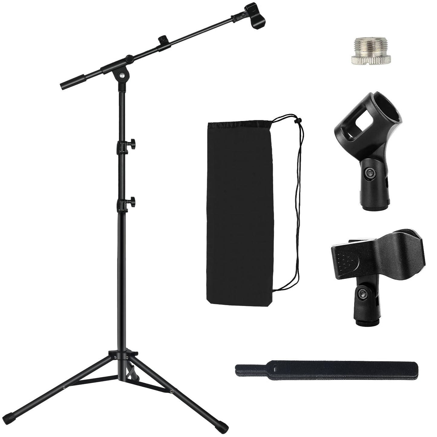 Lemxadd Tripod Mic Stand Floor Boom Arm for Blue Yeti K6 AM8, Floor Microphone Stand with Carrying Bag, 3/8" to 5/8" Adapter, 2 Mic Clips and Cable Ties