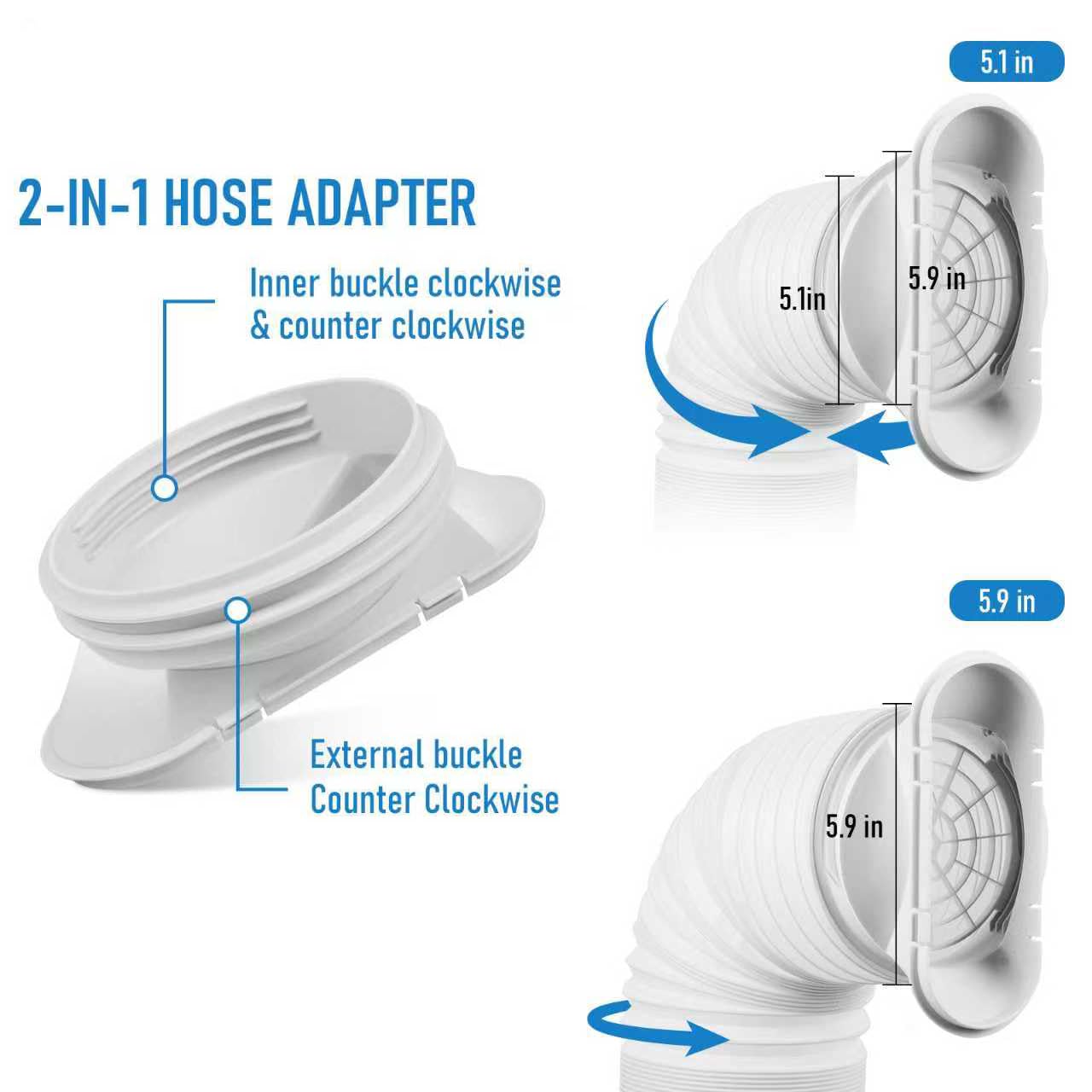 Portable Air Conditioner Window Kit with 5.9" Exhaust Hose, Portable AC Window Vent Kit for Sliding Window Seal with PVC Plate, Universal Coupler Fits 5.9 & 5.1 Inch Diameter Exhaust Hose