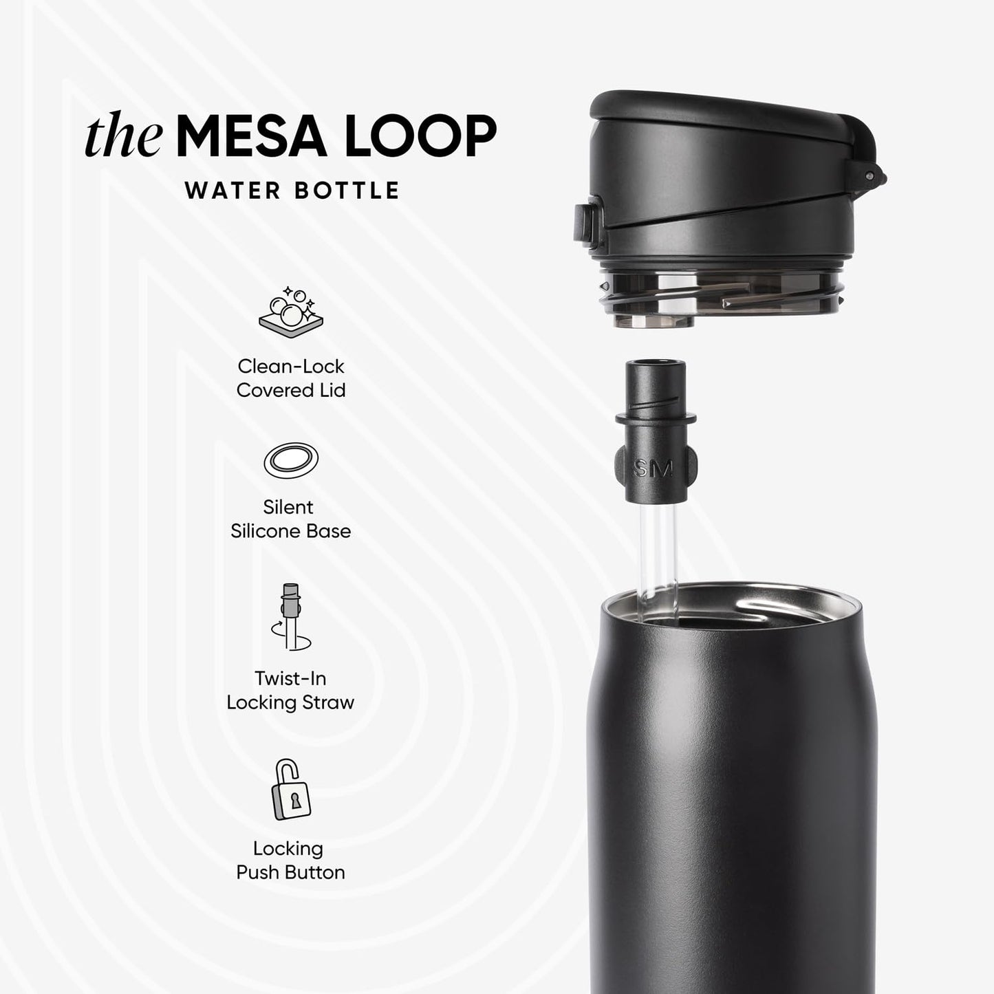 Simple Modern Mesa Loop Water Bottle with Straw | 30oz Cup Holder Friendly Insulated Stainless Steel Bottles for Travel, Sports and School | Seaside Stripes
