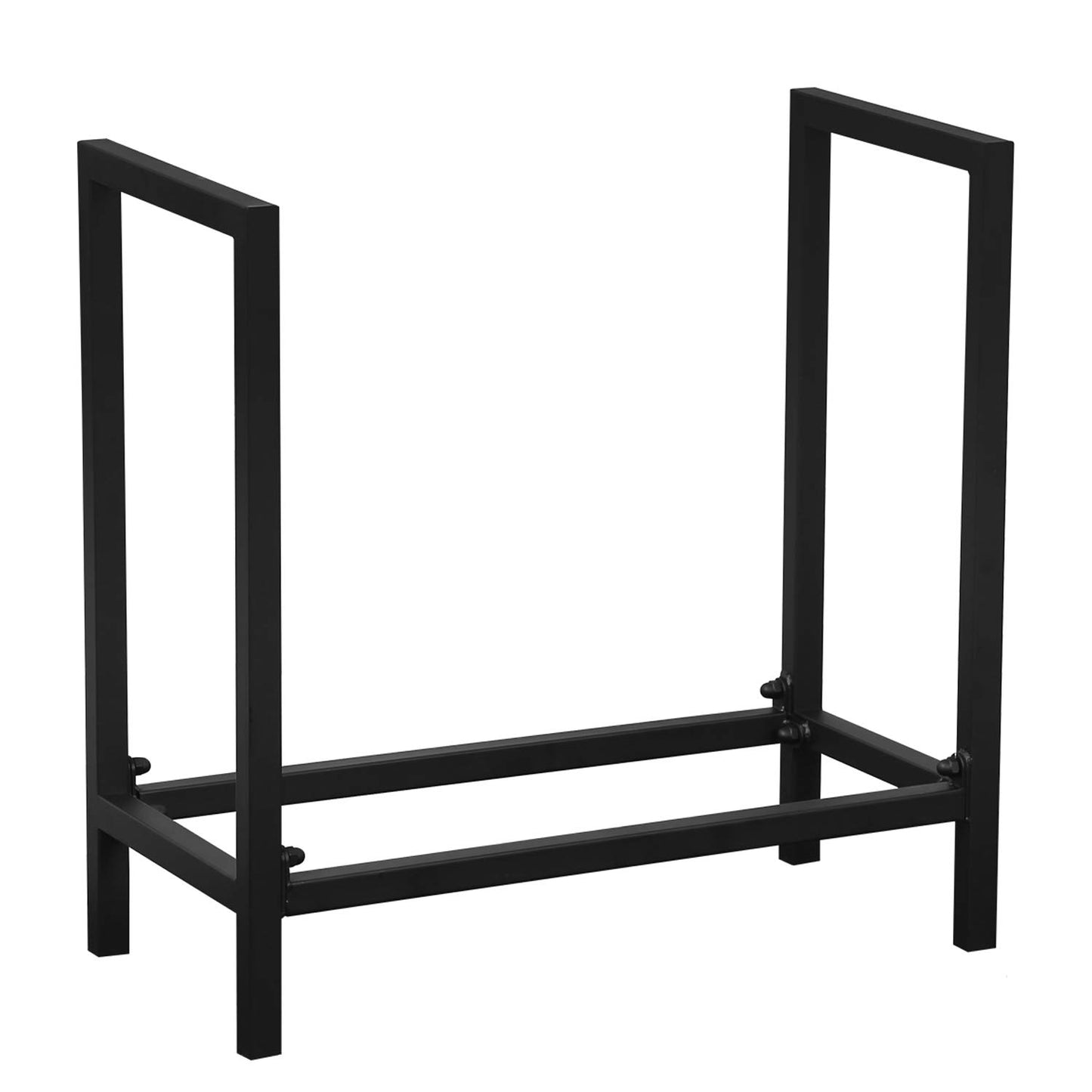 MBQQ Industrial Rustic 24" Firewood Log Rack for Home Fireplace Decoration, Indoor/Outdoor Wrought Iron Firewood Holder, Metal Lumber Storage Rack, Black