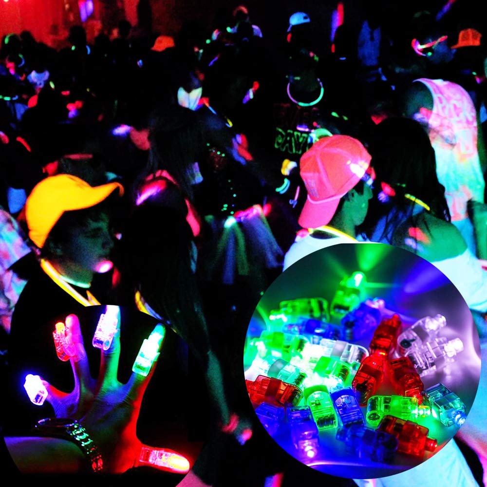 Novelty Place 80Pcs LED Party Finger Lights for Kids, Glow Up Finger Flashlight Light Up Ring Toys for Party Favor, Halloween, Raves, Concert Shows