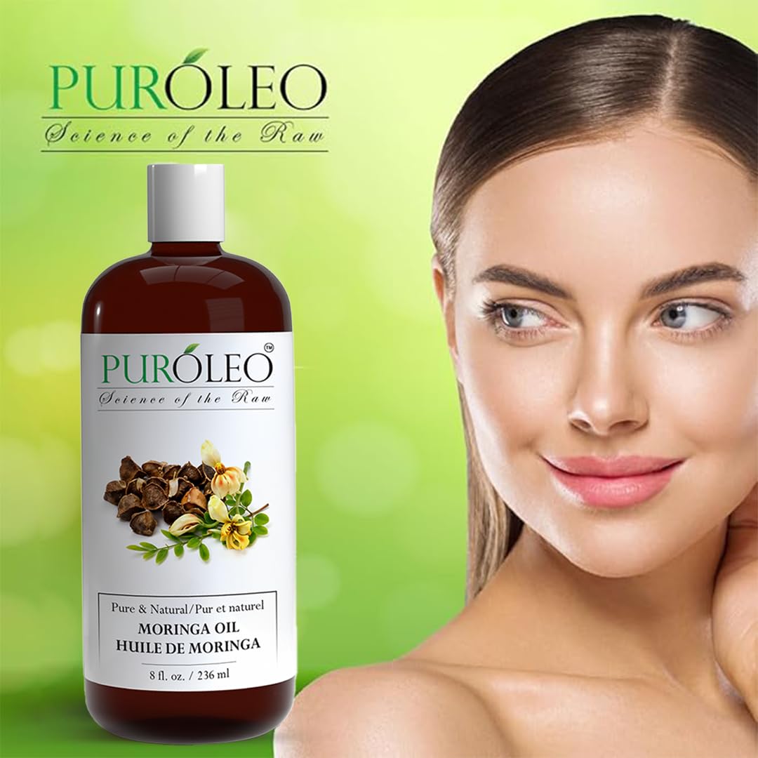 PUROLEO Moringa Oil 8 Fl Oz/236 ML (Packed In Canada) for Face 100% Pure | Natural Moringa Oil