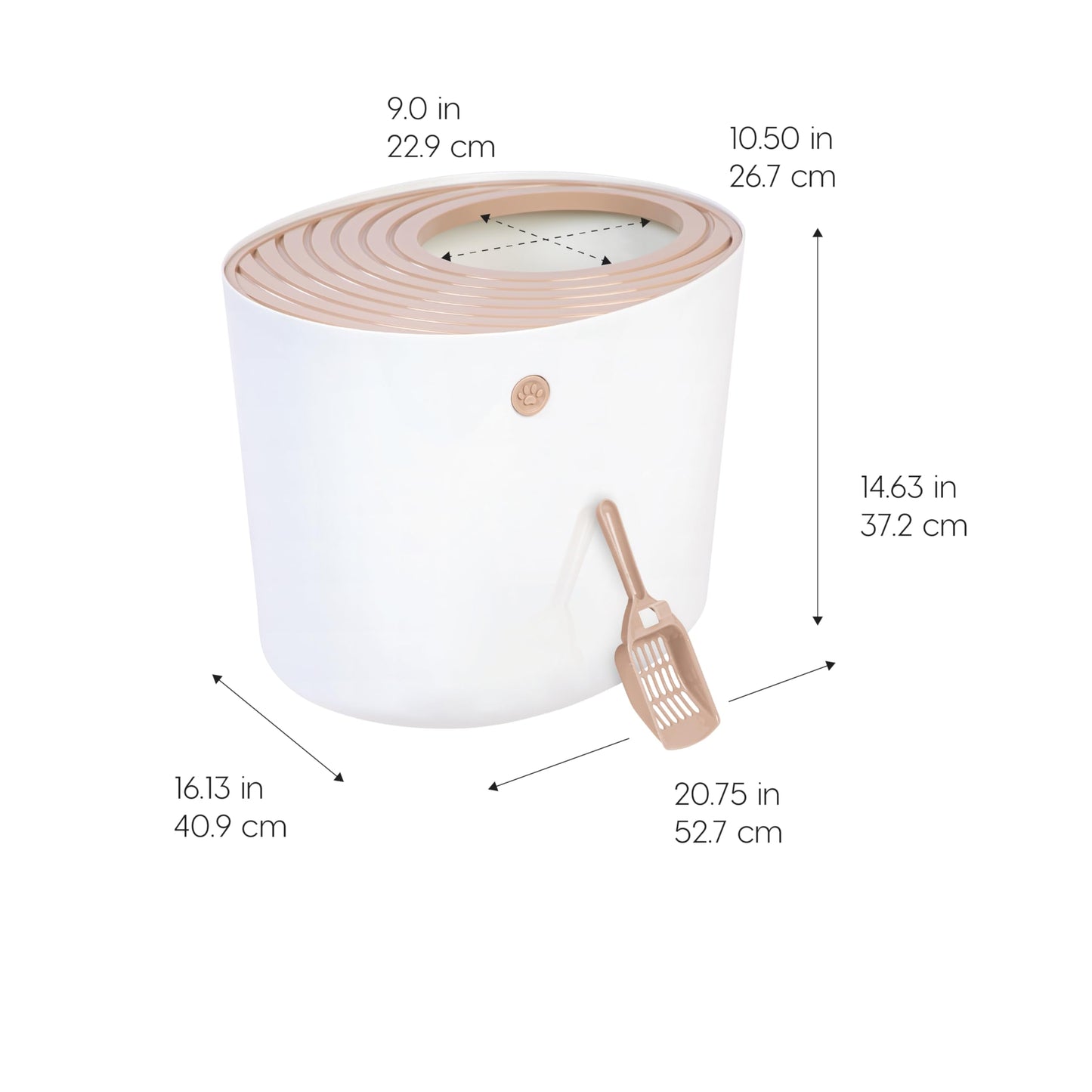 IRIS USA Top Entry Cat Litter Box with Cat Litter Scoop - Large - White