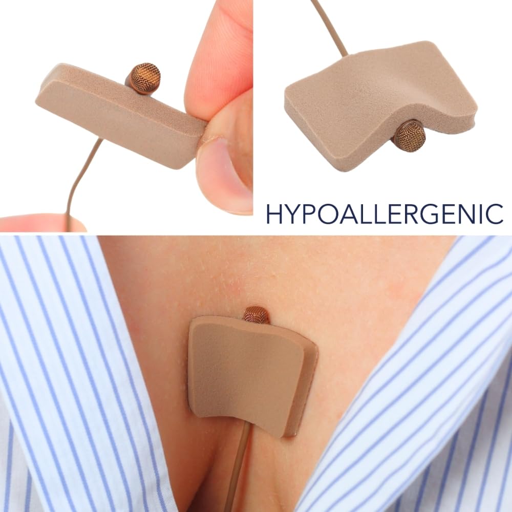 URSA Foamie Pads for Lavalier Microphones – Soft Mic Pads to Reduce Clothing Noise & Protect Against Friction – Pack of 12 with Hypoallergenic Adhesive (Caramel)
