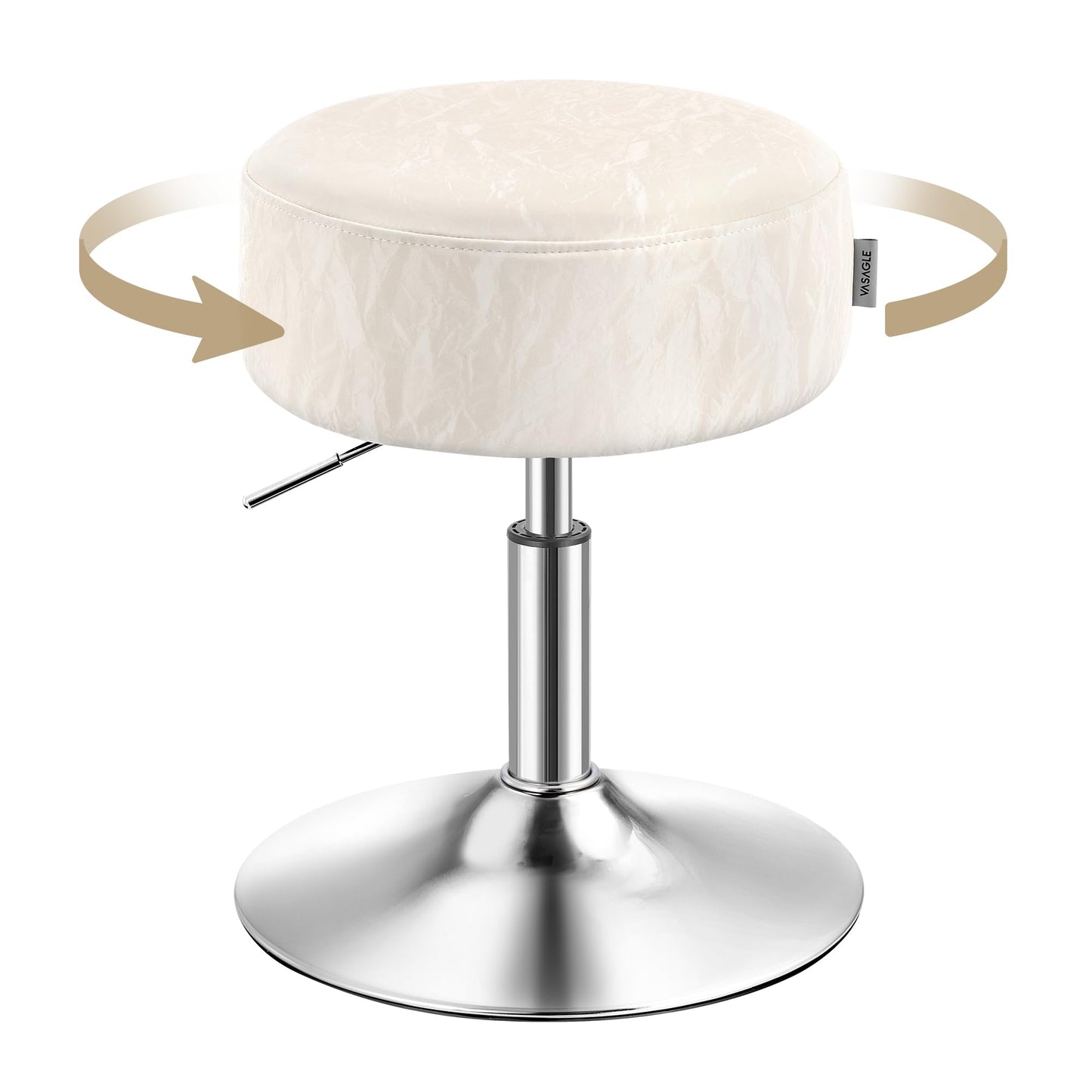 VASAGLE Adjustable Vanity Stool, Makeup Vanity Chair, 360° Swivel, PU Upholstery, Thick Cushion, for Bedroom, Kitchen, Dining Room, Modern, Cream White ULJB120W01