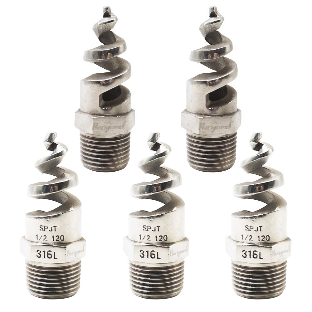 Horiznext NPT 3/4 spiral aerator lawn, stainless steel 316 hose sprayer nozzle atomizer, for garden, fire proofing, gas and liquid cooling (5 pcs)