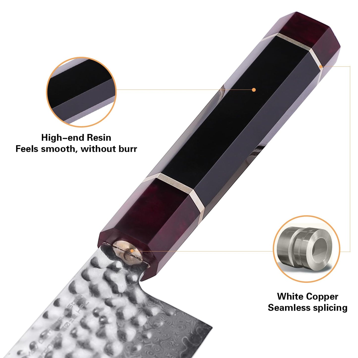 FINDKING Eternity Series Japanese Kiritsuke Knife with ABS Sheath, Multi-Purpose Gyuto Chef Knife, 9Cr18MoV Damascus Steel Blade, Resin Octagonal Handle, for Meat, Fruits, Vegetables,9 Inches/22CM