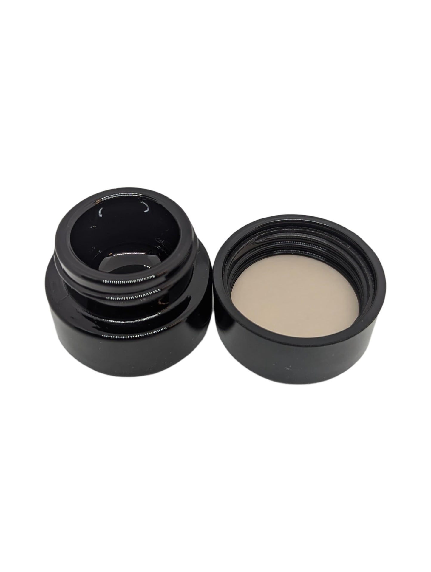 (100 Pack) 5ml Bakelite HD Black Glass Shoulderless Screw Top Jars w/Black Child Resistant Lid | UV Resistant | Containers for Essential Oils, Concentrates, Lip Balm, Wax, Makeup or Cosmetics