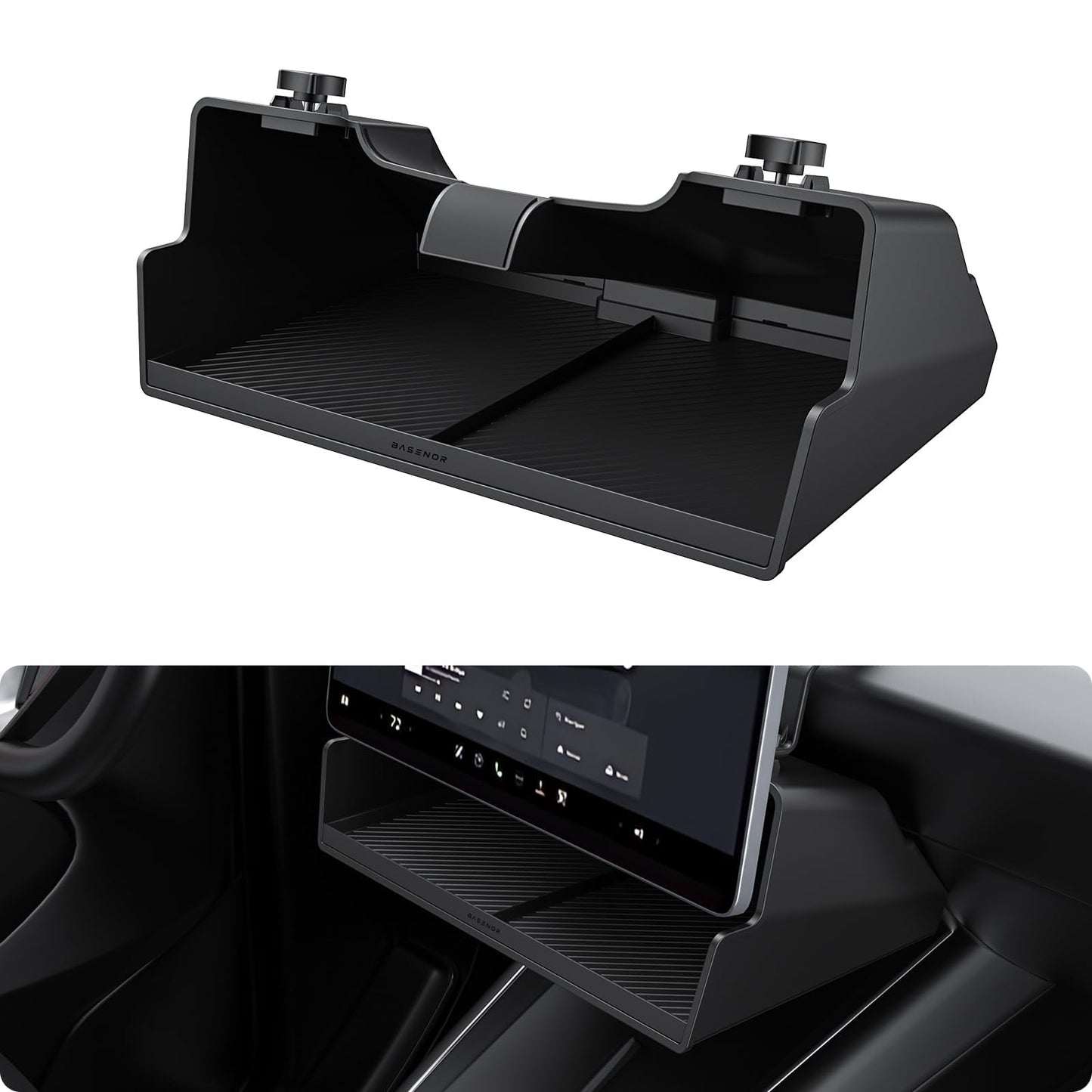 BASENOR 2026 Tesla Model Y Model 3 Center Console Organizer Storage Tray [100% Secure] Under Screen Organizer Box Tesla Interior Accessories for 2024-2026 Model 3 Highland 2025 2026 Model Y Juniper