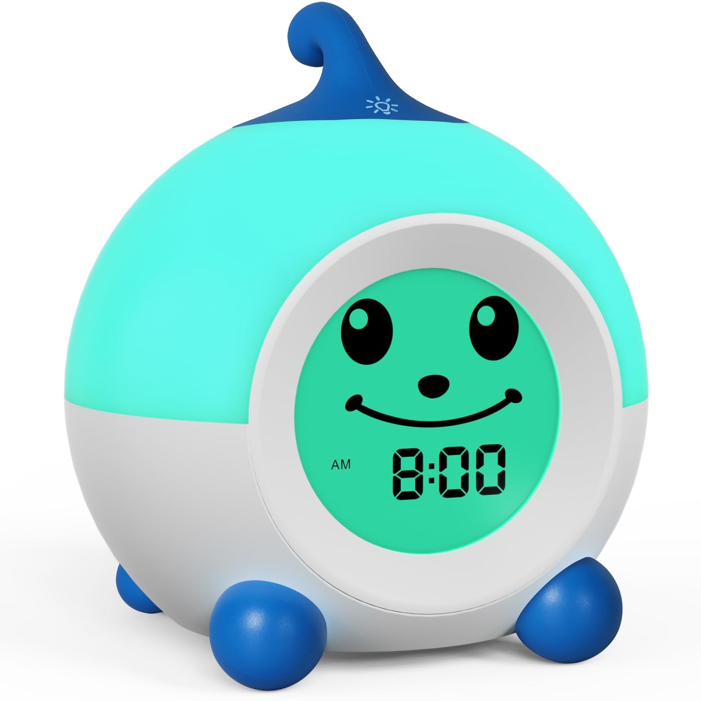 I·CODE Teach Me Time Kids Alarm Clock, Children's Sleep Trainer with Emoji,Toddler Sleep Aid Night Light with Auto-Off Timer,Perfect for 2-9 Years Old Younger Children (Blue)