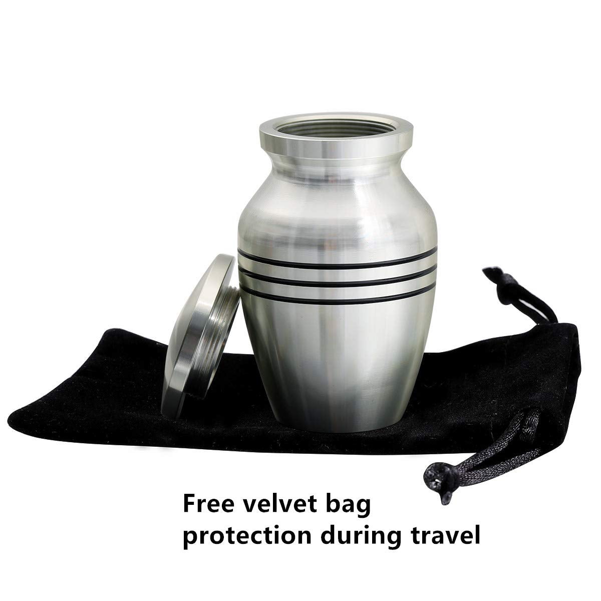 ICOKEE Small Keepsake Urns for Human or Pet Ashes, Set of 4, Hard Metal Cremation Urn, Mini Funeral, With 4 Velvet Bags