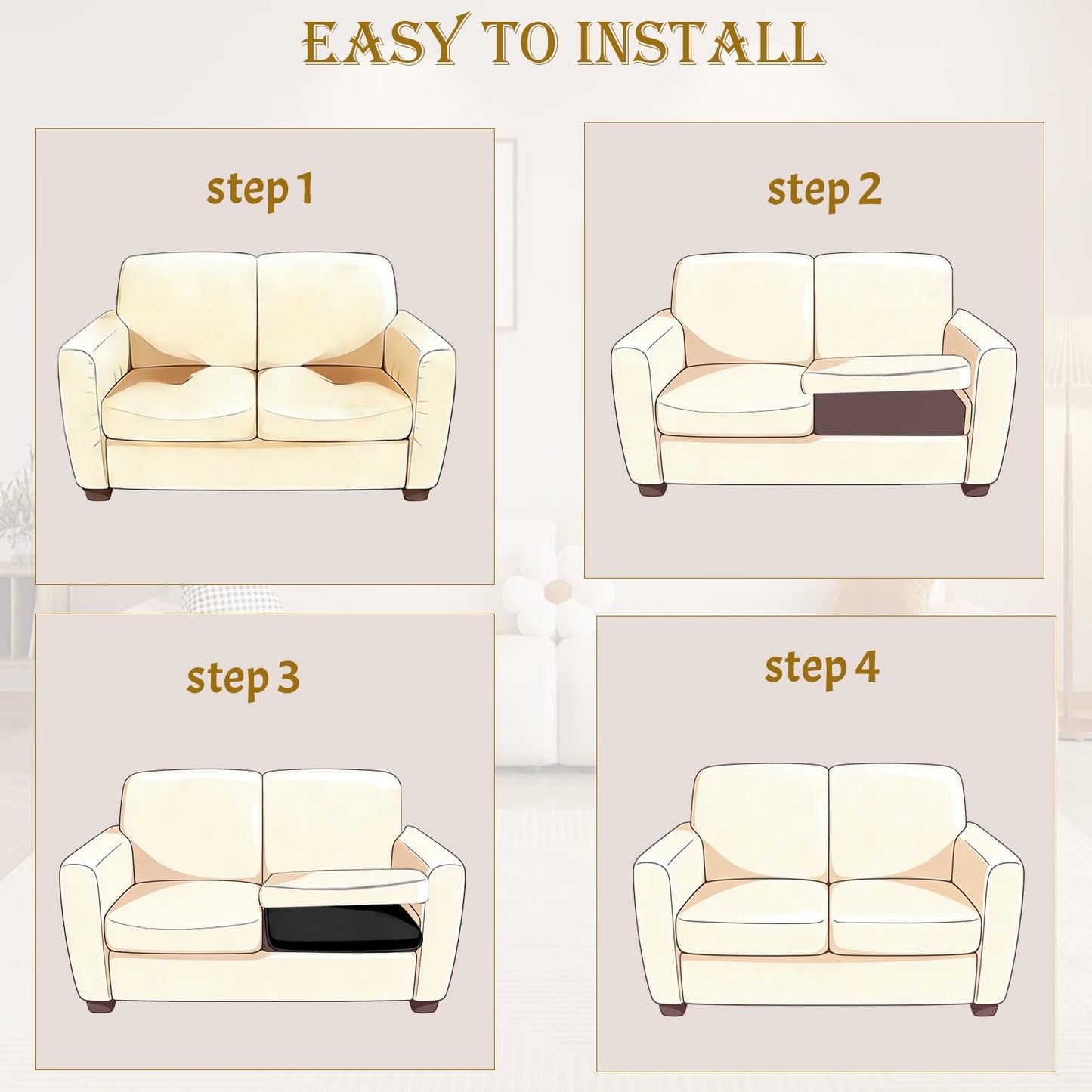 3PCS 20" x 20" Couch Cushion Support for Sagging Seat,High-Density Foam Cushions for Furniture Seat Sagging Repair(Black)