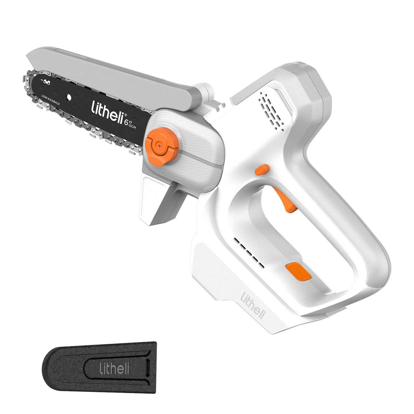 Litheli 20V 2.0Ah Battery Powered 6-Inch Mini Chainsaw Cordless, 300W Handheld Electric Chainsaw with 24.6ft/s Chain Speed, Small Portable Pruning Saw for Tree Trimming, Branch Cutting & Yard Work