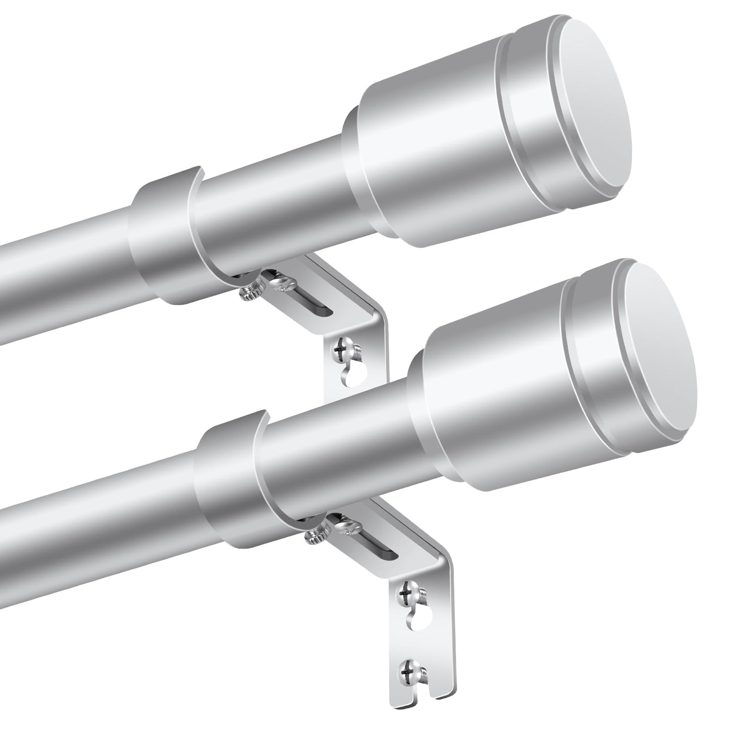 2 pack 1 Inch Diameter Curtain Rod for Windows 84-120 Inch Extra Long Silver Curtain Rods with Brackets Adjustable Pole Heavy Duty Curtains Rod for Patio Kitchen Bedroom Living Room Outdoor