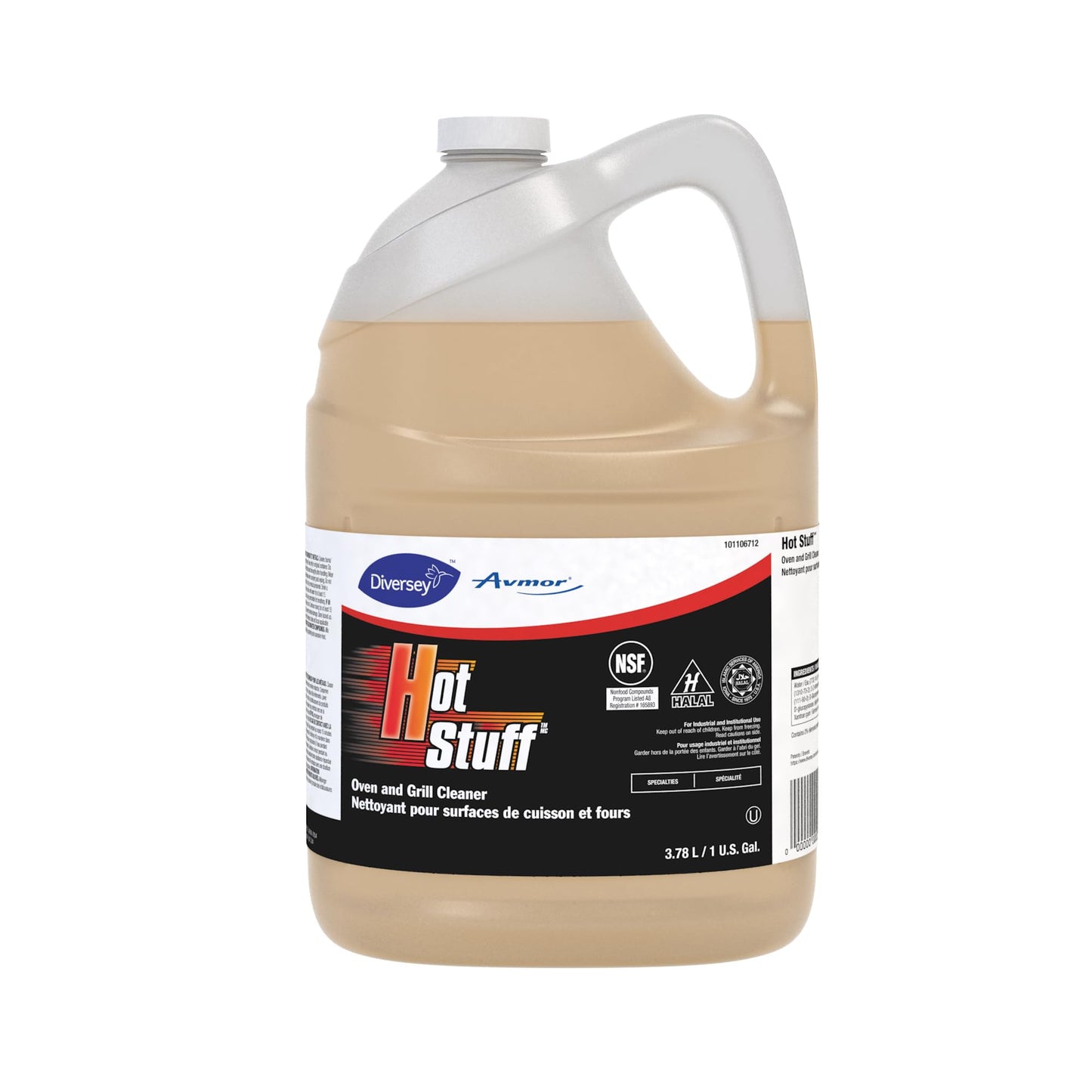 Diversey 101106712 Avmor Hot Stuff Oven & Grill Cleaner, Heavy Duty Degreaser Removes Fats, Oils & Kitchen Greases, Unscented, Ready-to-Use Liquid, 3.78-Liter