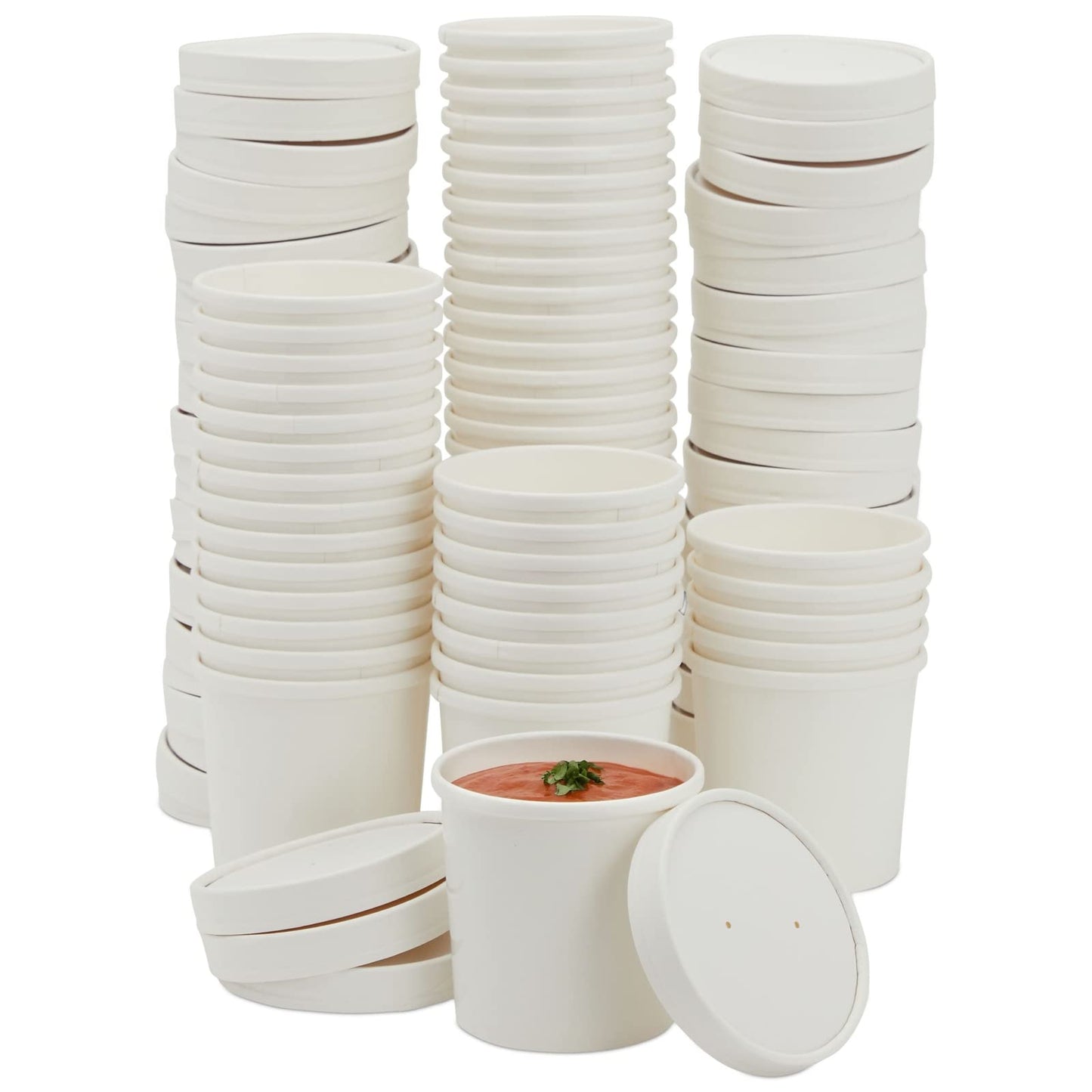 Juvale Kraft Paper Food Containers with Lids (50 Count) White, 12 Ounces