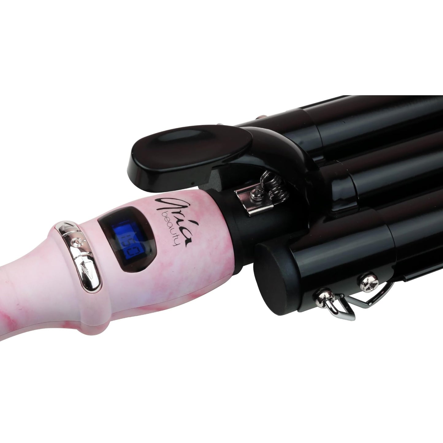 Aria Beauty Waver, 3 Barrel Curling Iron Hair Waver Adjustable to 430 degrees temperature, Auto Shut Off, 25mm Ceramic Crimper Iron LCD Display, Curling Wand, Triple Hair Curler, Hair Waver